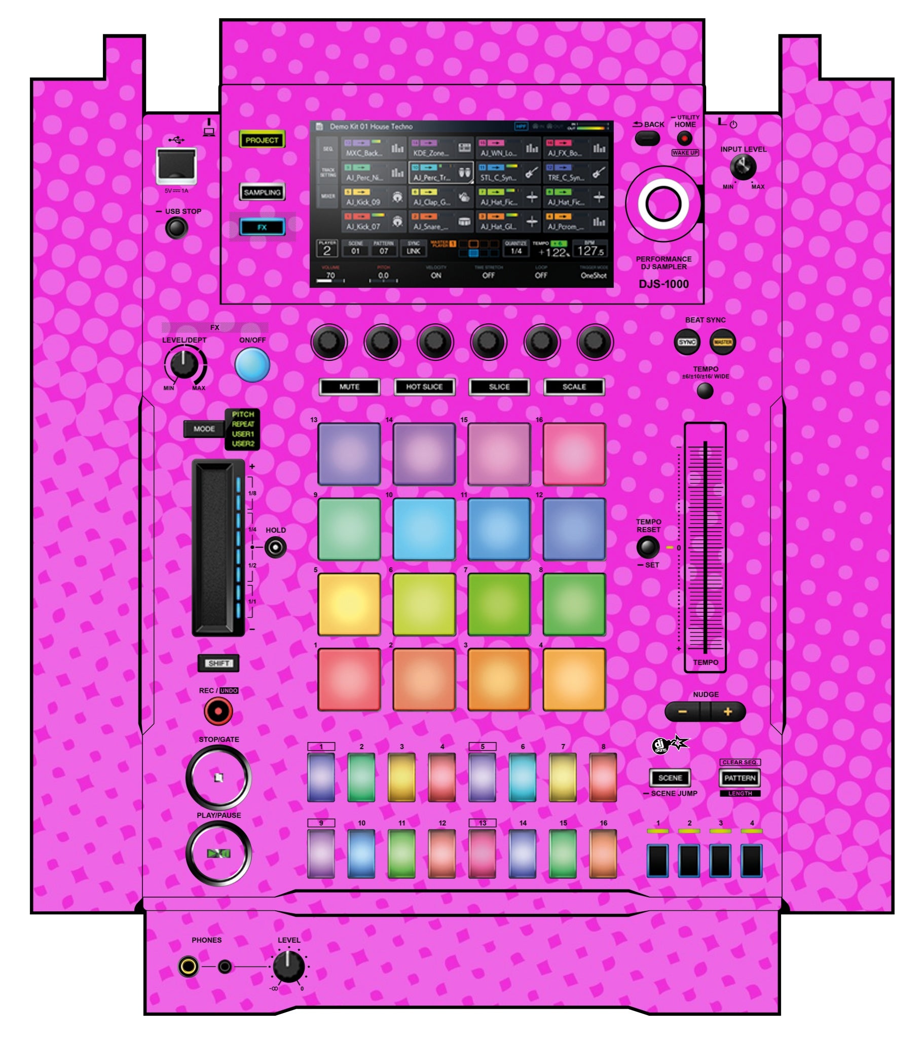 Pioneer DJ DJS 1000 Skin Gradienter Pink