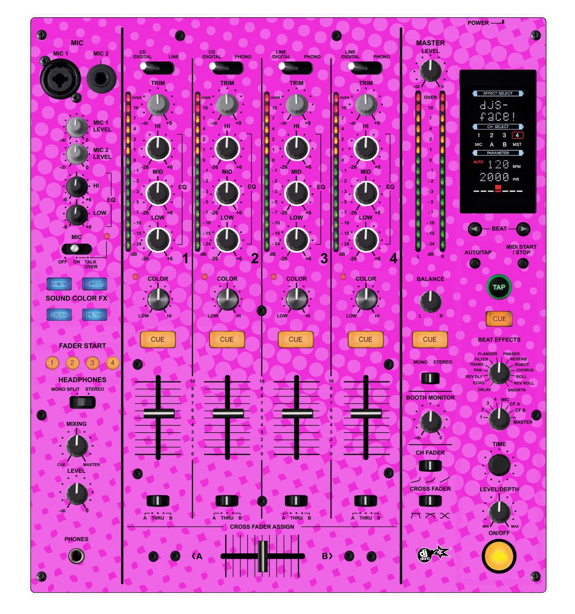 Pioneer DJ DJM 800 Skin Gradienter Pink