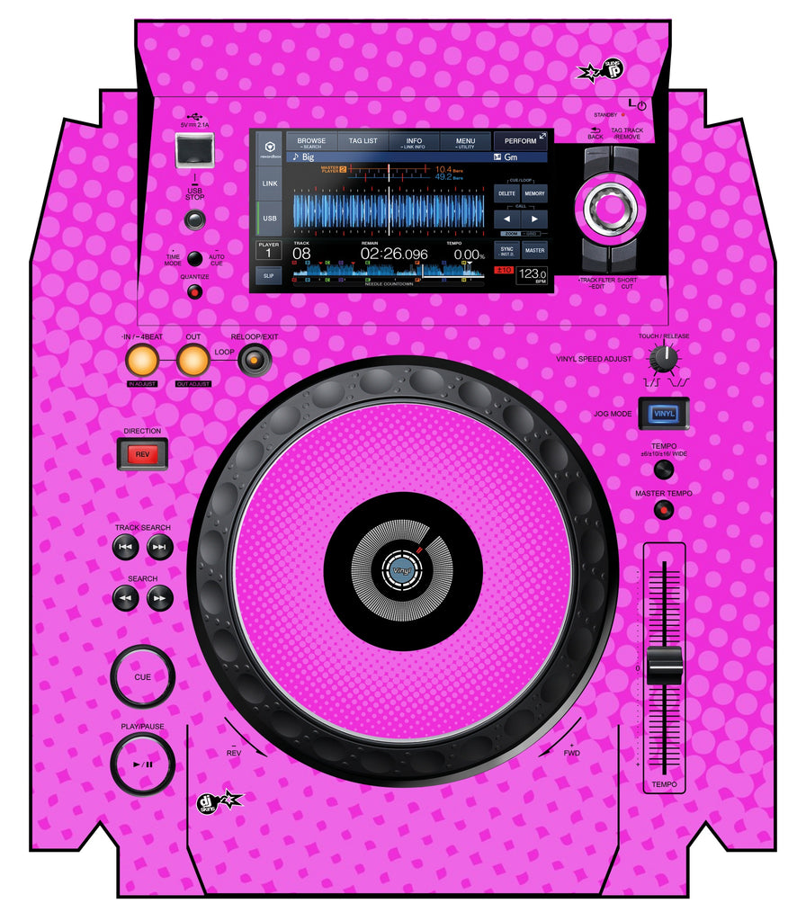 Pioneer DJ XDJ 1000 MK2 Skin Gradienter Pink