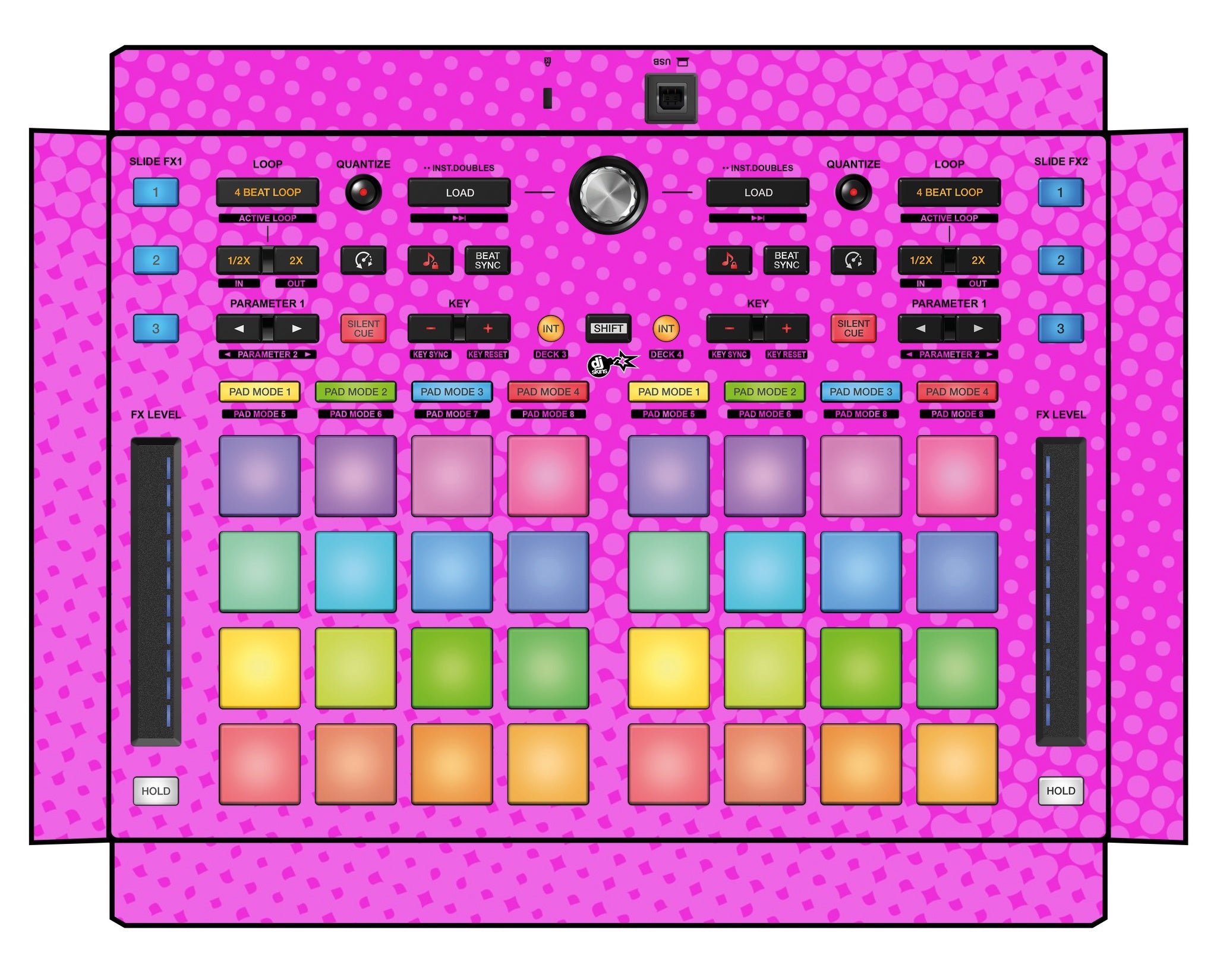 Pioneer DJ DDJ XP 2 Skin Gradienter Pink