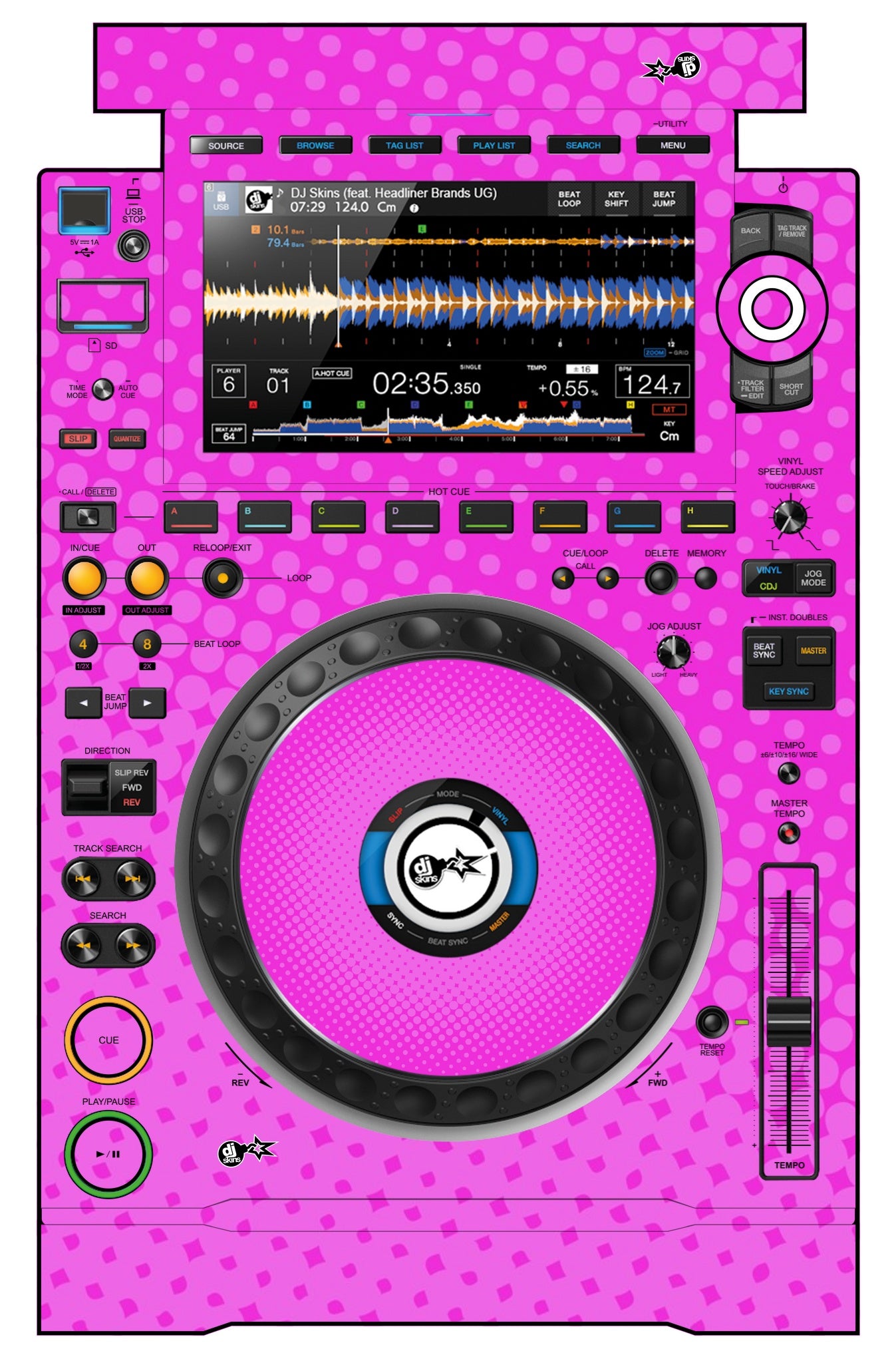Pioneer DJ CDJ 3000 Skin Gradienter Pink