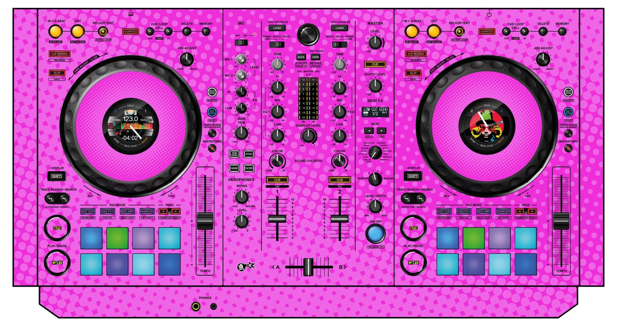 Pioneer DJ DDJ 800 Skin Gradienter Pink