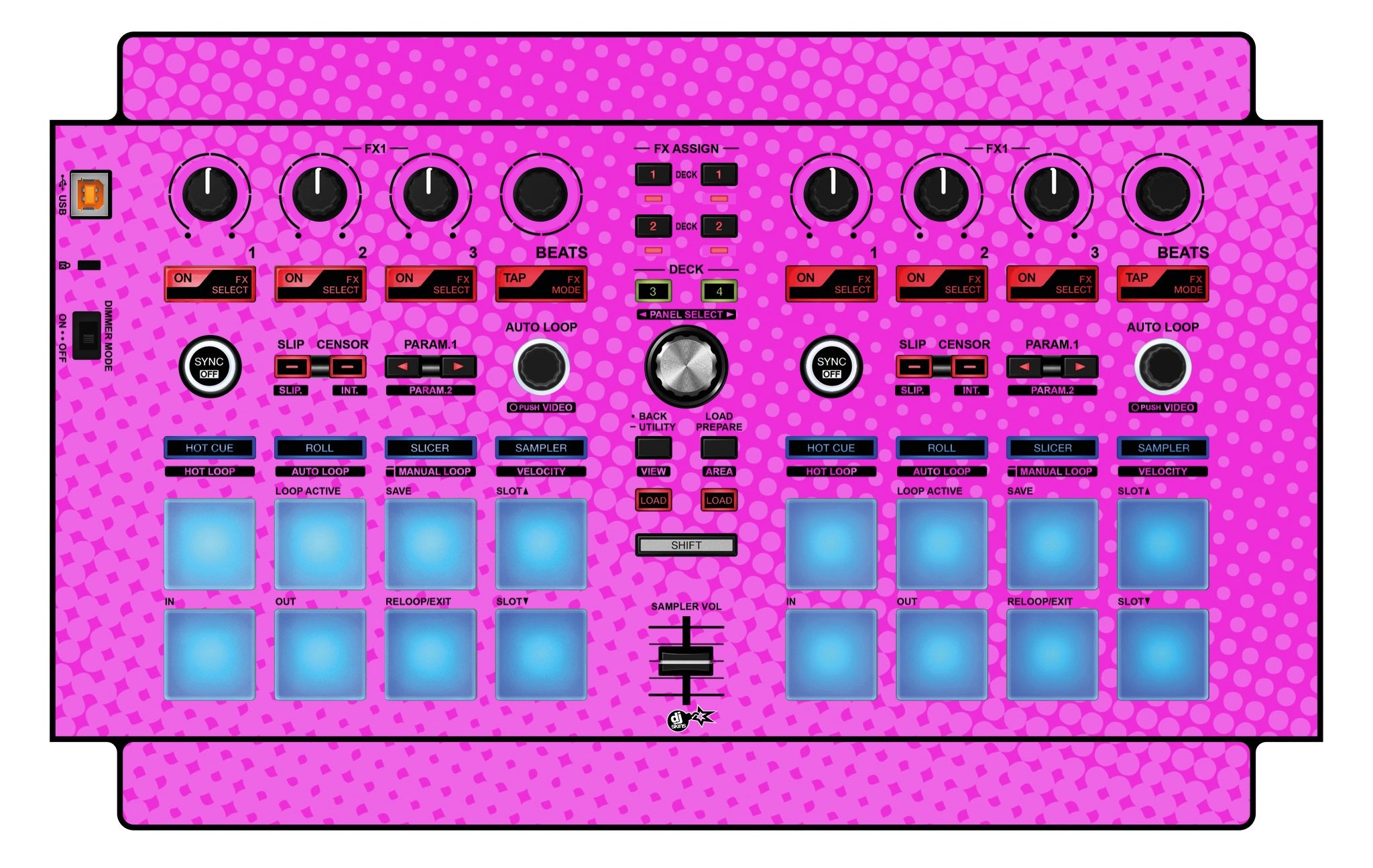 Pioneer DJ DDJ SP 1 Skin Gradienter Pink