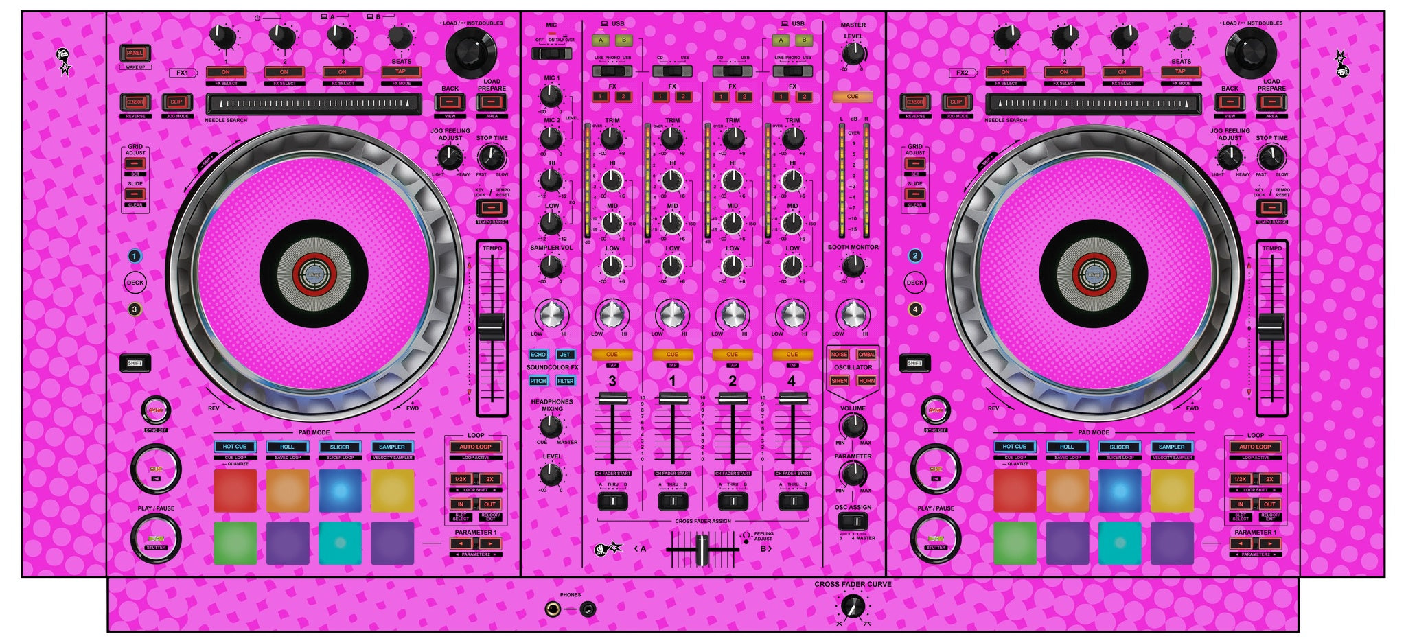 Pioneer DJ DDJ SZ Skin Gradienter Pink