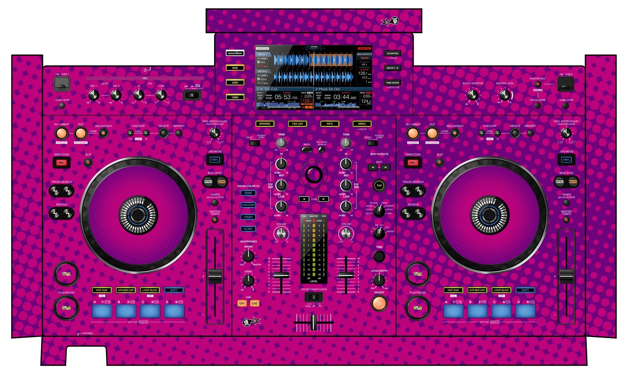 Pioneer DJ XDJ RX Skin Gradienter Purple