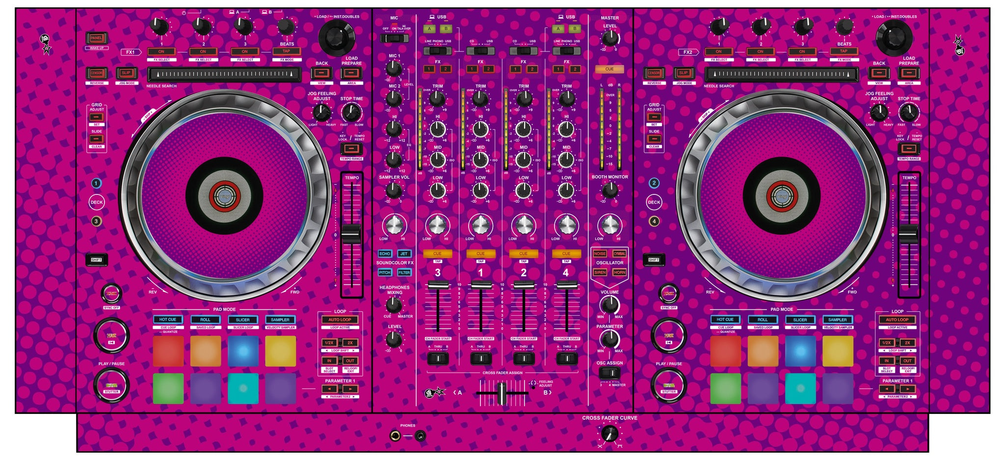 Pioneer DJ DDJ SZ Skin Gradienter Purple