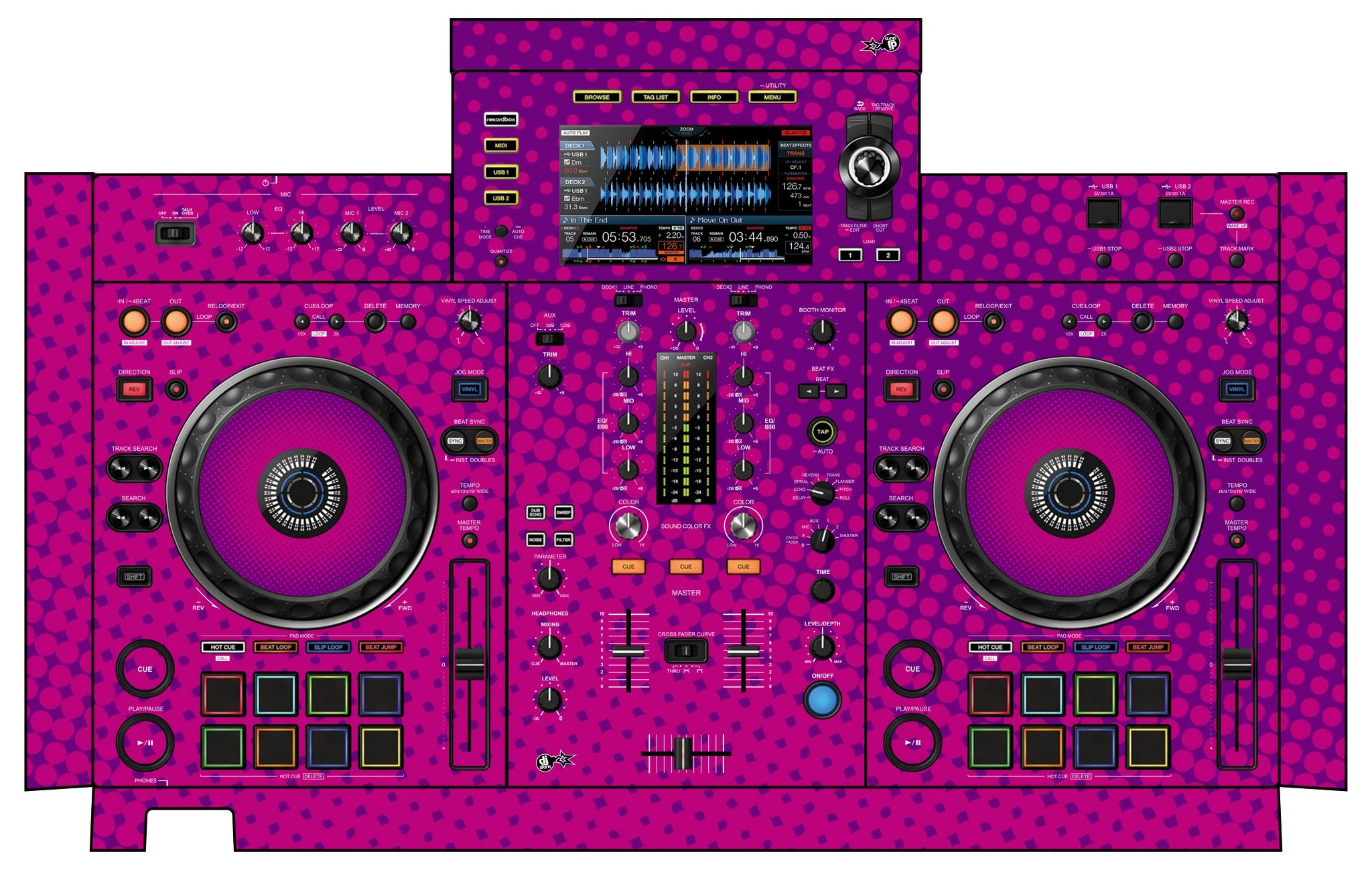 Pioneer DJ XDJ RX 2 Skin Gradienter Purple