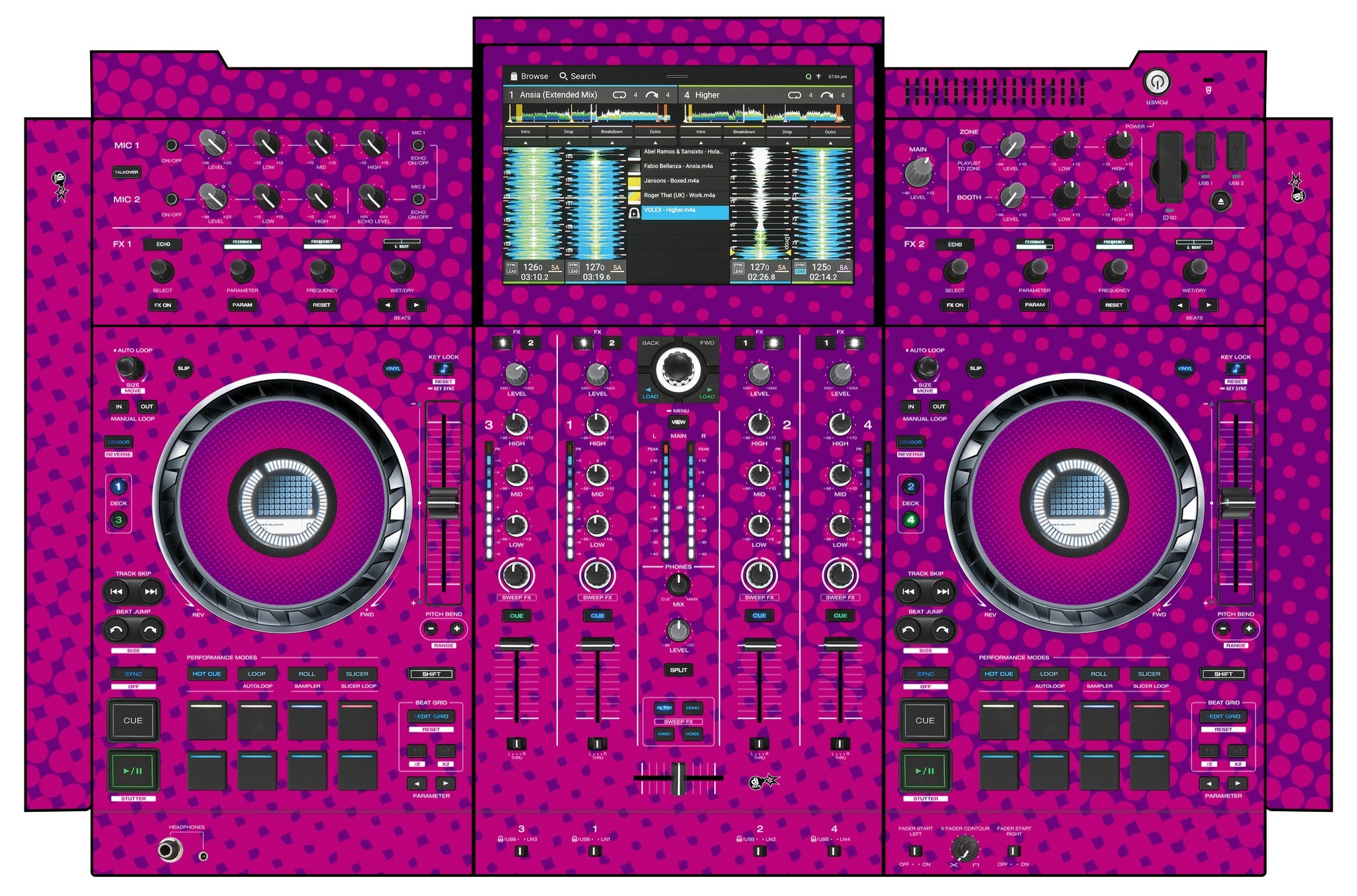 Denon DJ PRIME 4+ Skin Gradienter Purple