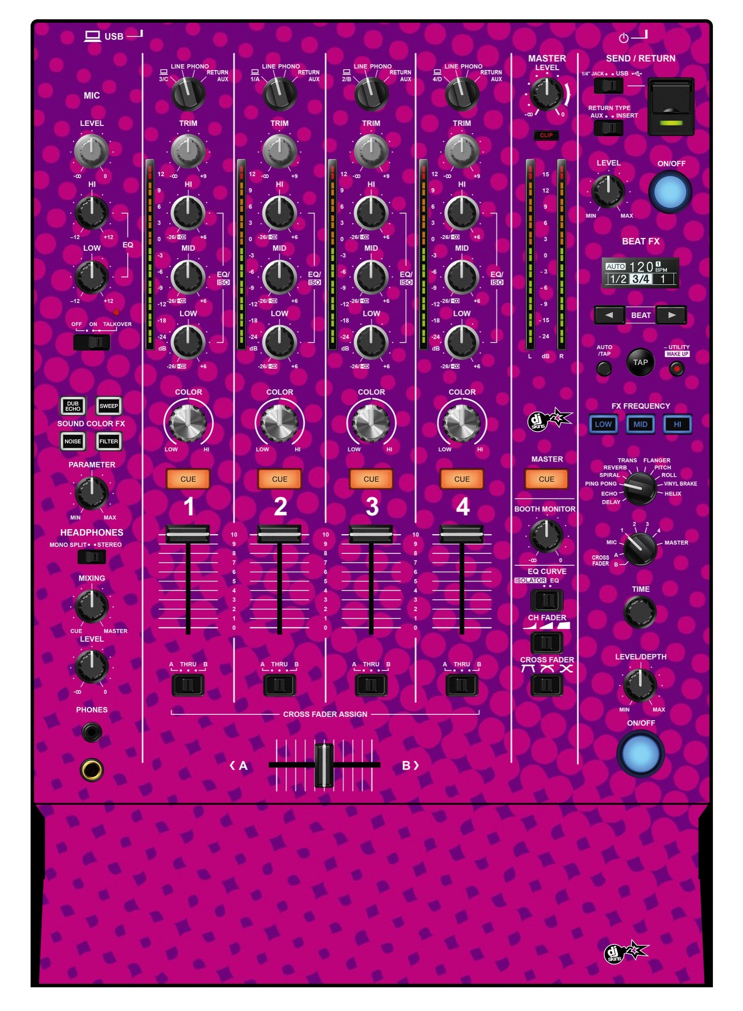 Pioneer DJ DJM 750 MK2 Skin Gradienter Purple