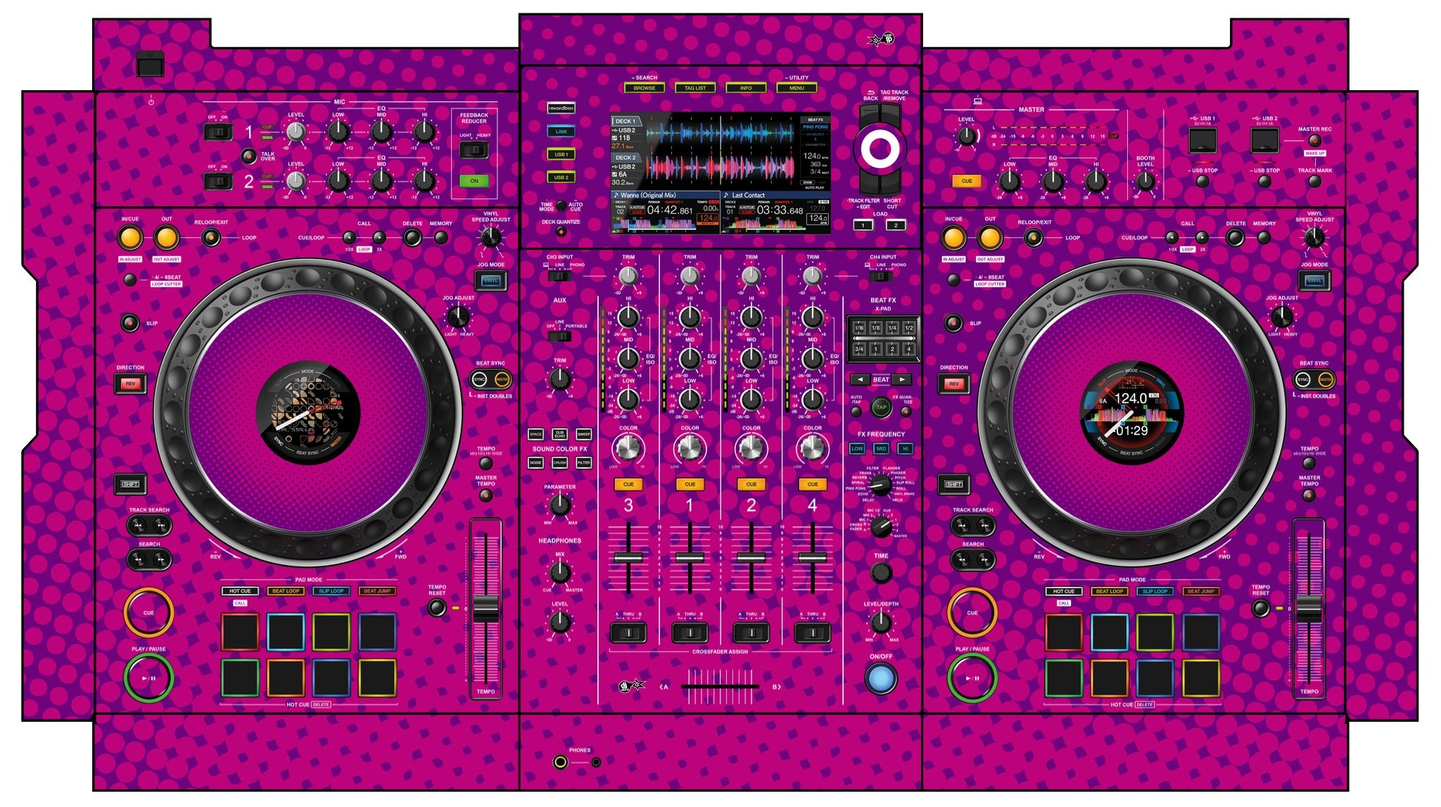 Pioneer DJ XDJ XZ Skin Gradienter Purple