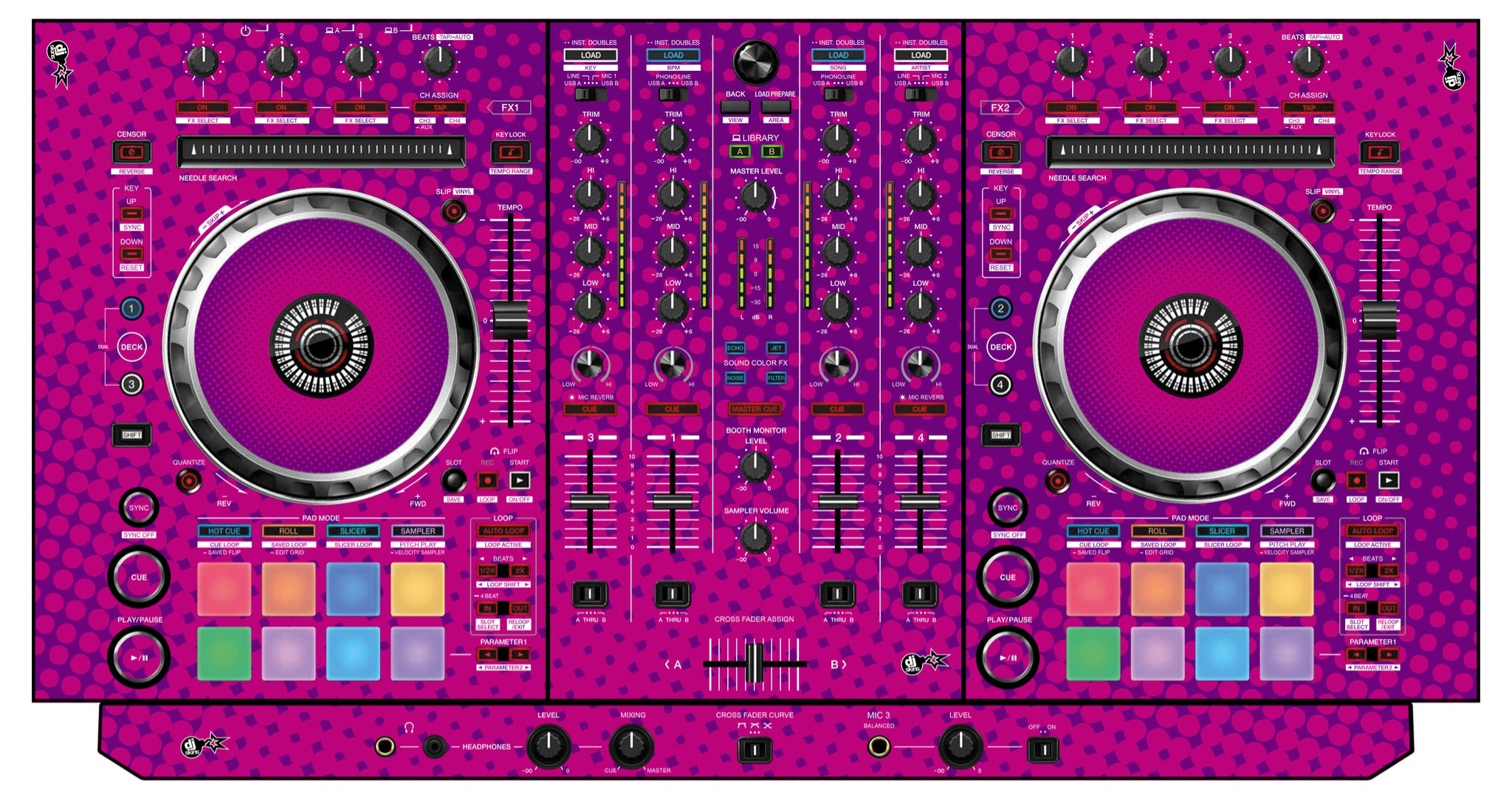 Pioneer DJ DDJ SX 3 Skin Gradienter Purple
