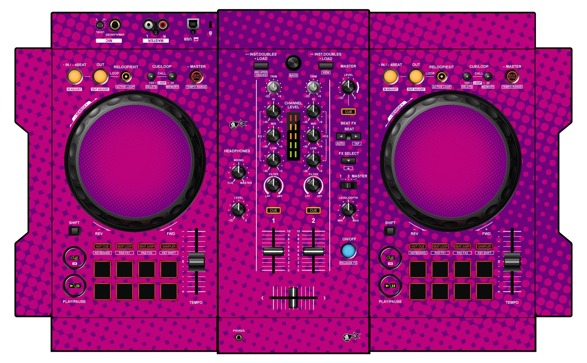 Pioneer DJ DDJ 400 Skin Gradienter Purple