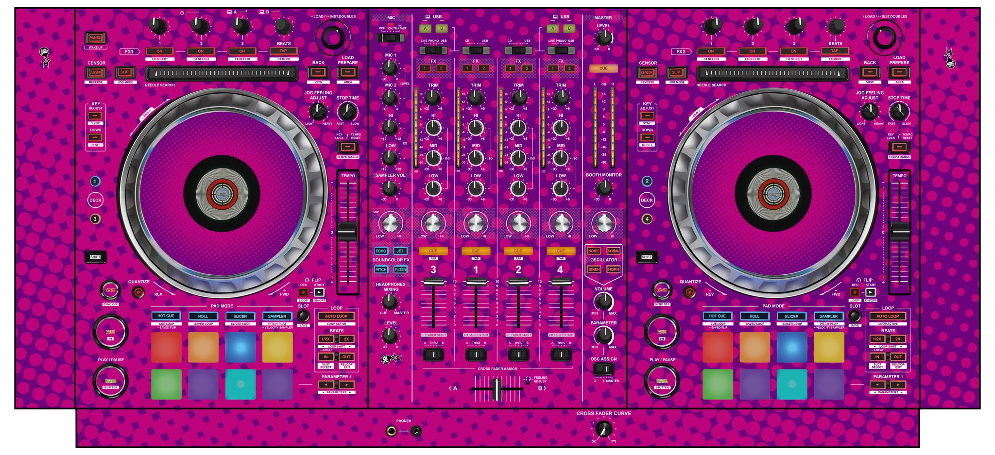 Pioneer DJ DDJ SZ 2 Skin Gradienter Purple