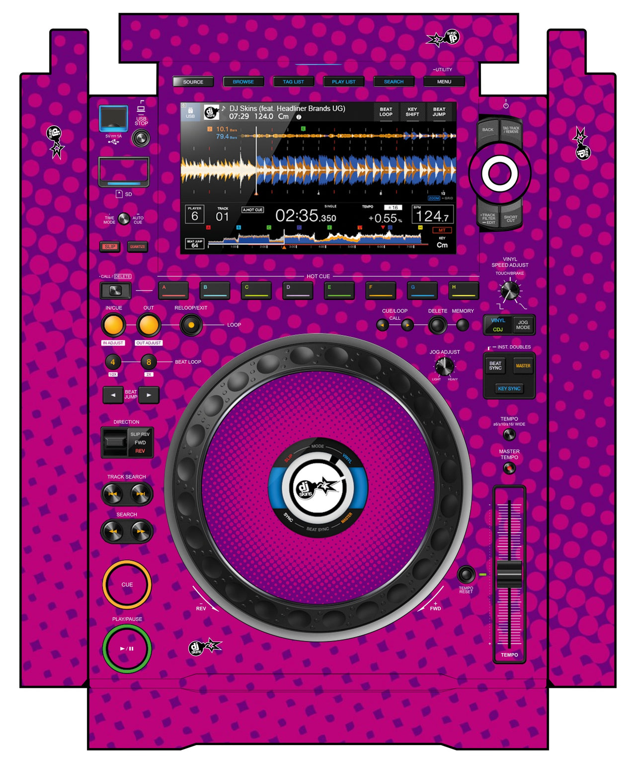 Pioneer DJ CDJ 3000 incl. SIDES Skin Gradienter Purple