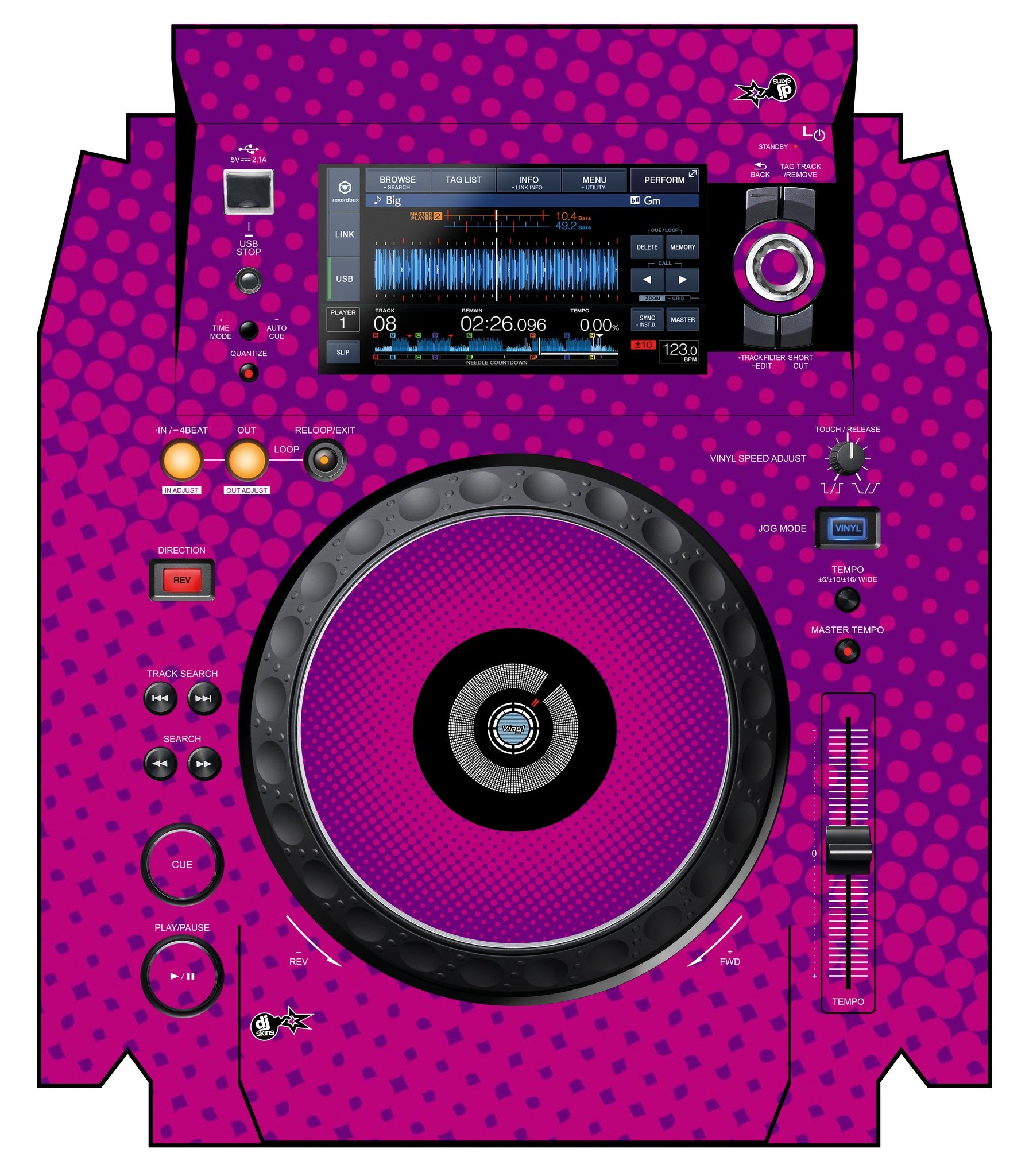Pioneer DJ XDJ 1000 MK2 Skin Gradienter Purple