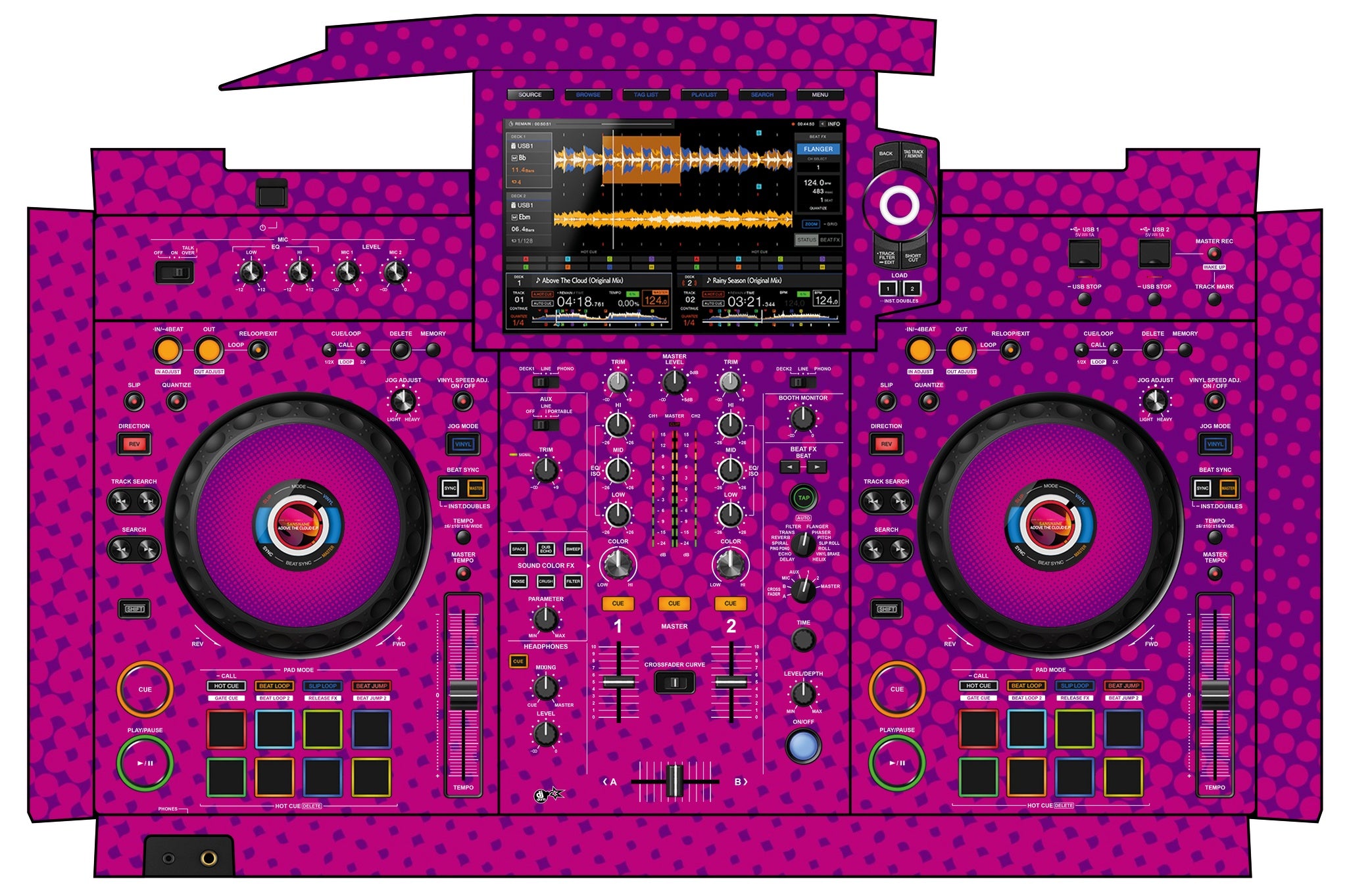 Pioneer DJ XDJ RX 3 Skin Gradienter Purple