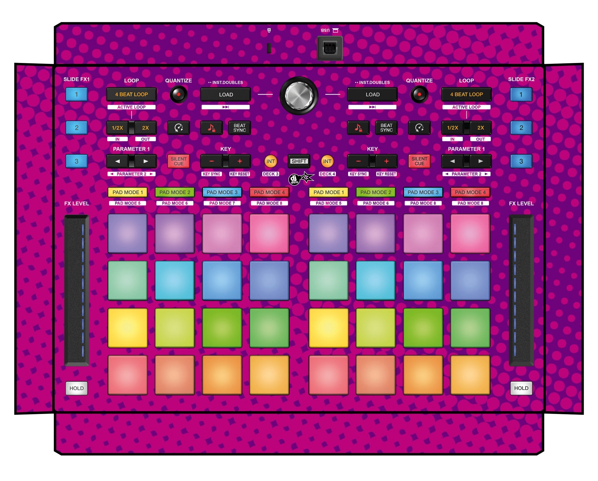 Pioneer DJ DDJ XP 2 Skin Gradienter Purple