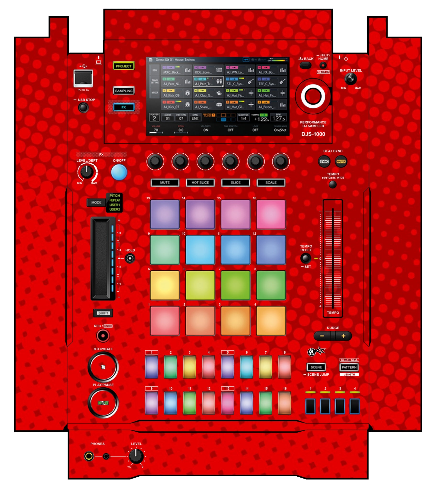 Pioneer DJ DJS 1000 Skin Gradienter Red