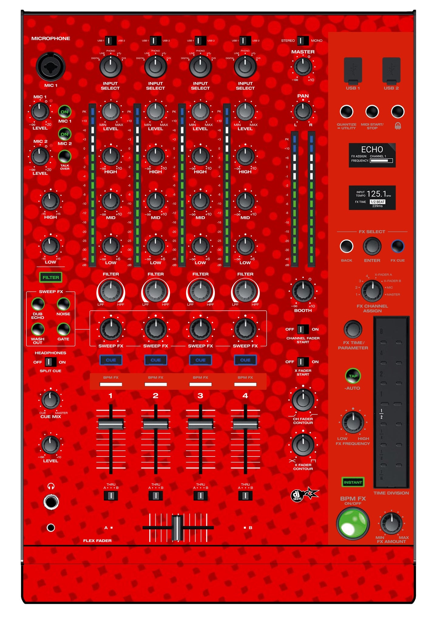 Denon DJ X 1850 Skin Gradienter Red