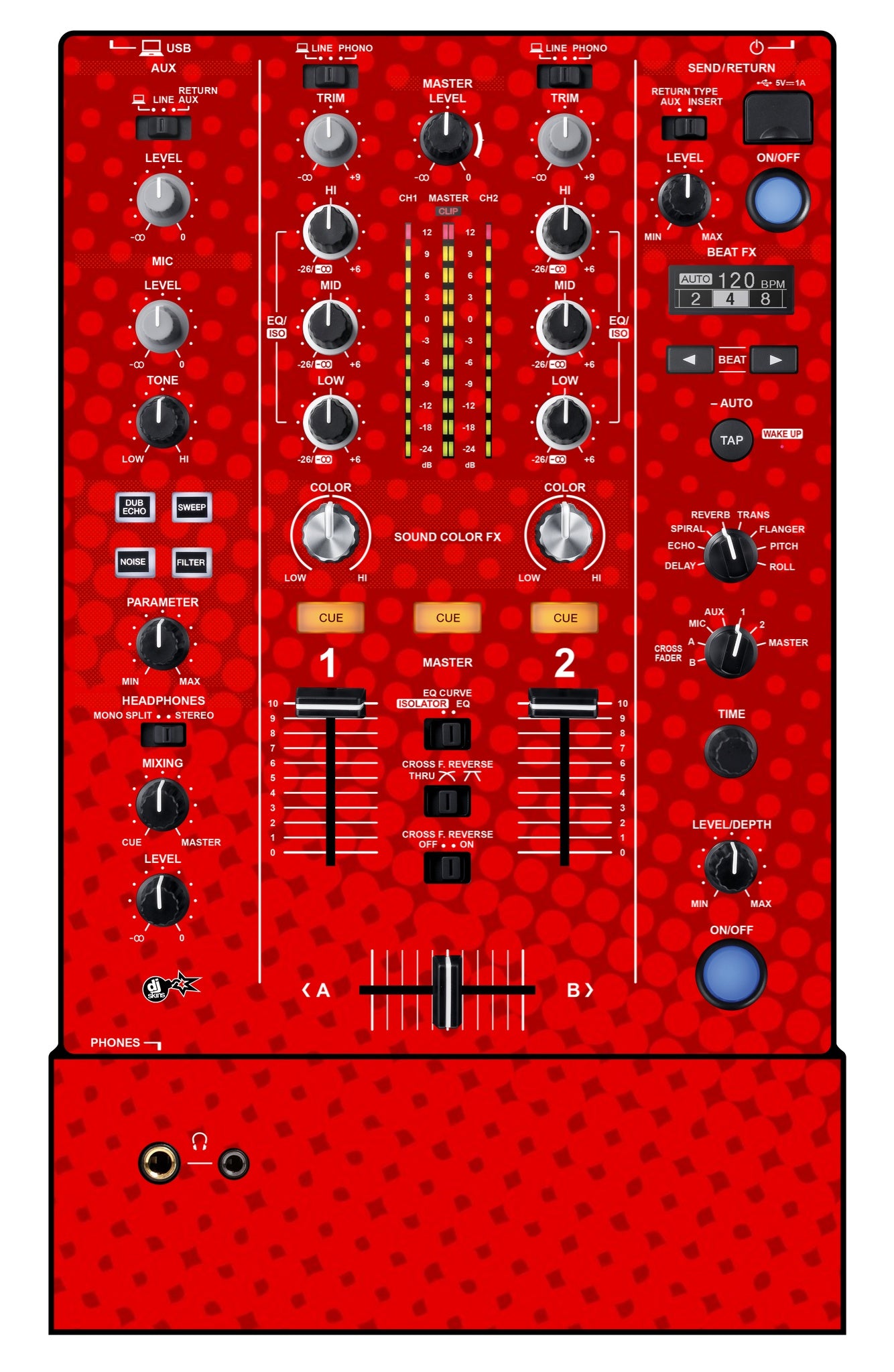 Pioneer DJ DJM 450 Skin Gradienter Red