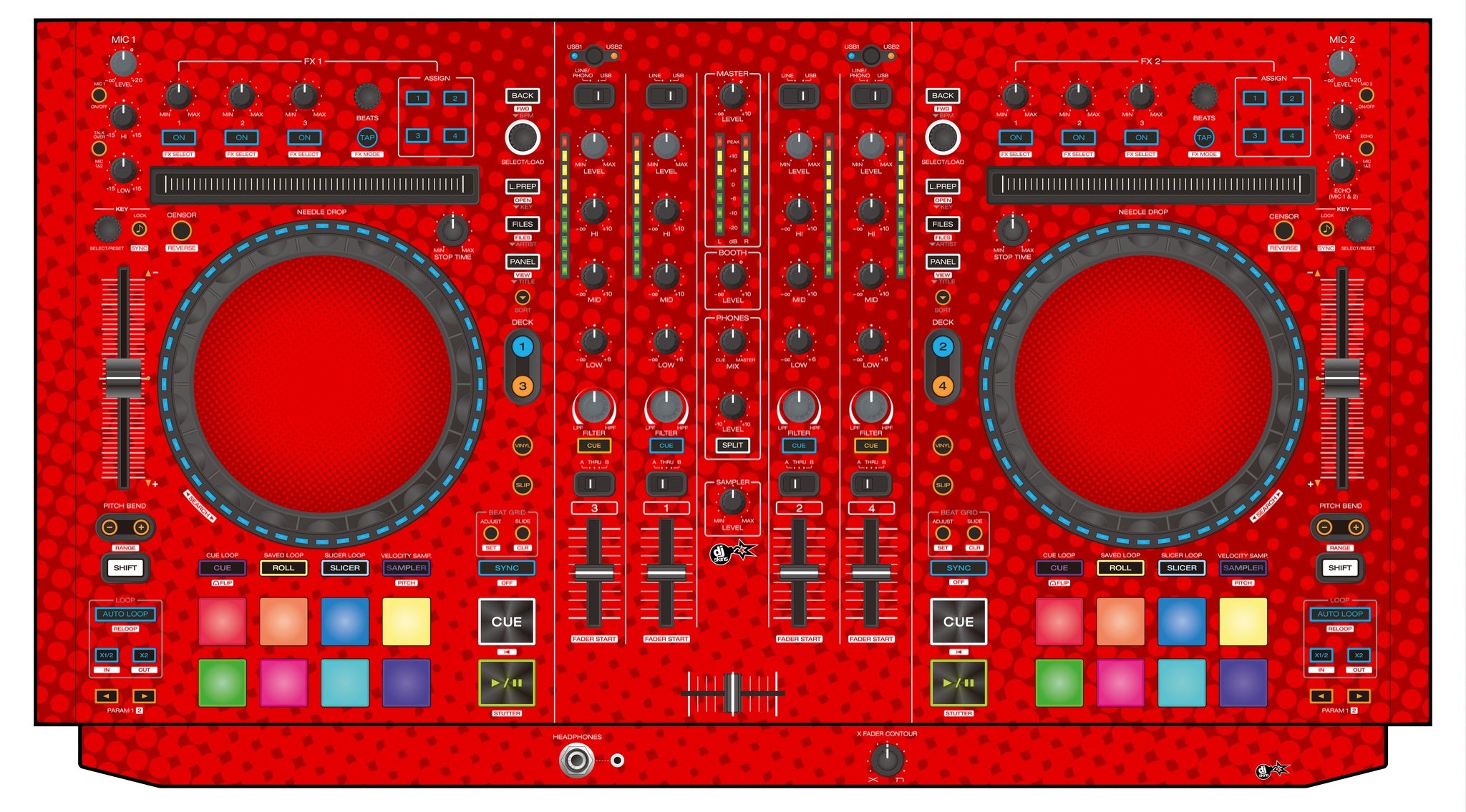 Denon DJ MC 7000 Skin Gradienter Red