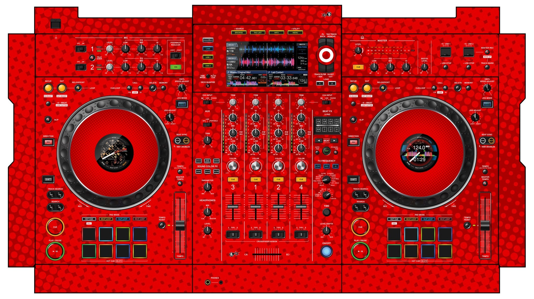 Pioneer DJ XDJ XZ Skin Gradienter Red