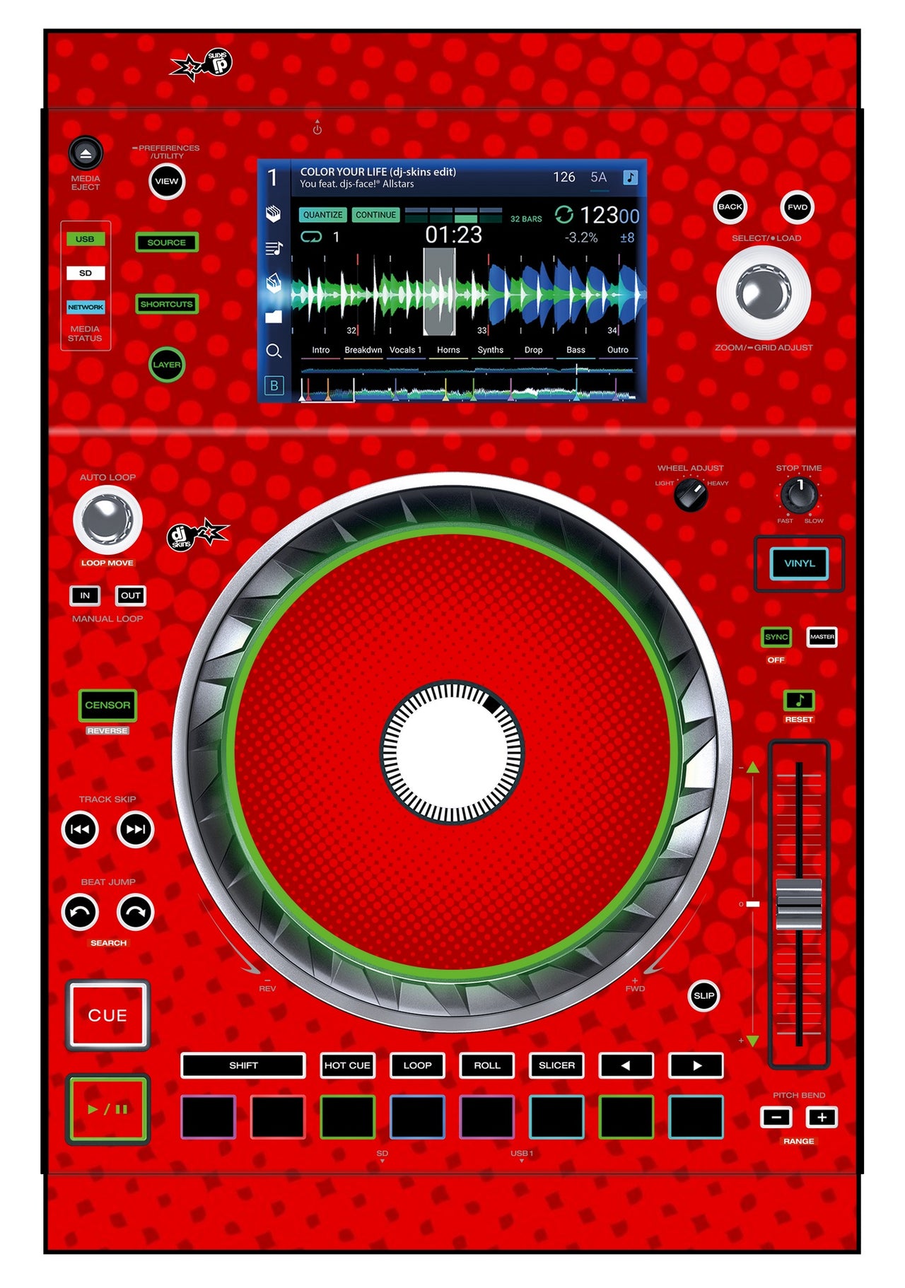 Denon DJ SC 5000 Skin Gradienter Red