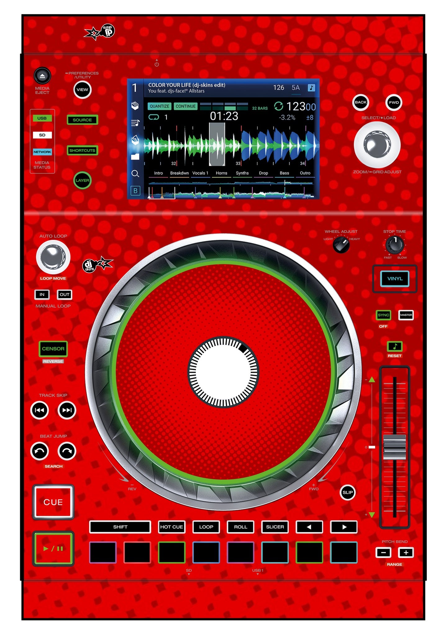 Denon DJ SC 5000 Skin Gradienter Red