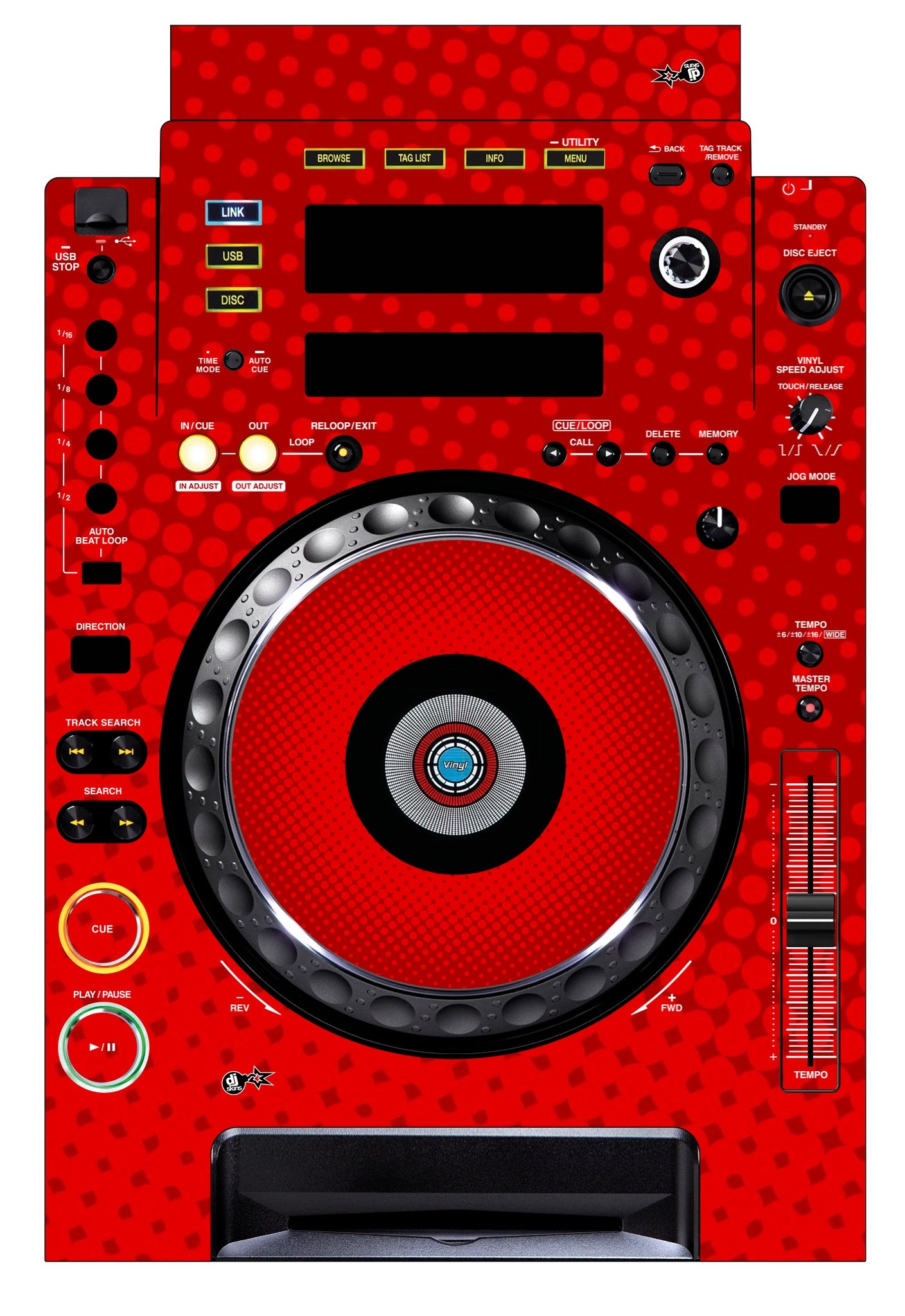 Pioneer DJ CDJ 900 Skin Gradienter Red