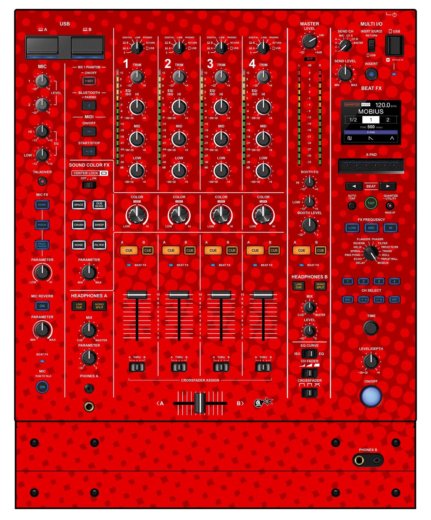 Pioneer DJ DJM A9 Skin Gradienter Red