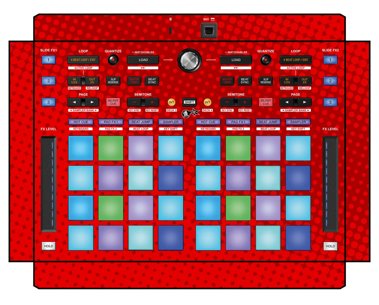 Pioneer DJ DDJ XP 1 Skin Gradienter Red