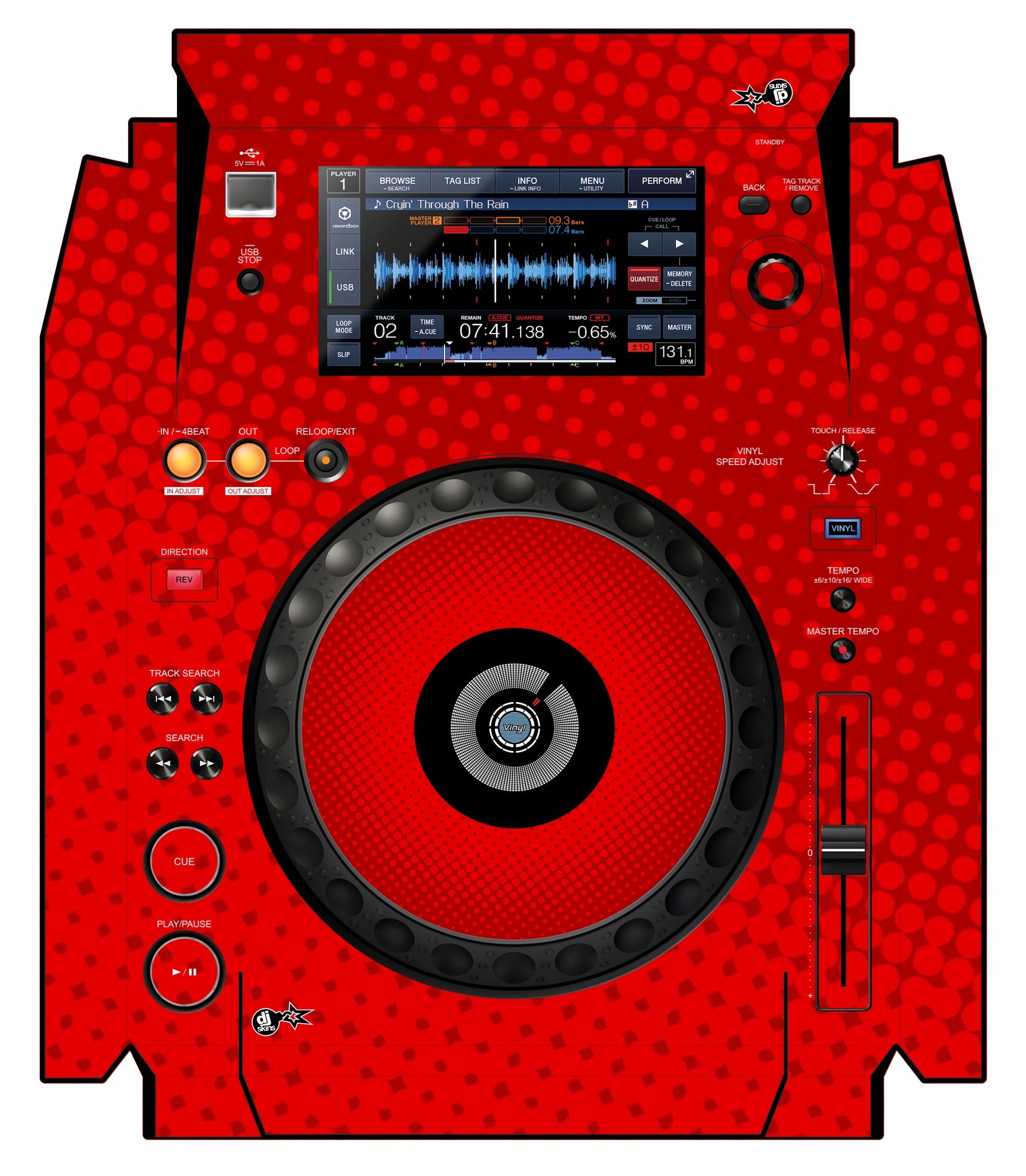 Pioneer DJ XDJ 1000 Skin Gradienter Red