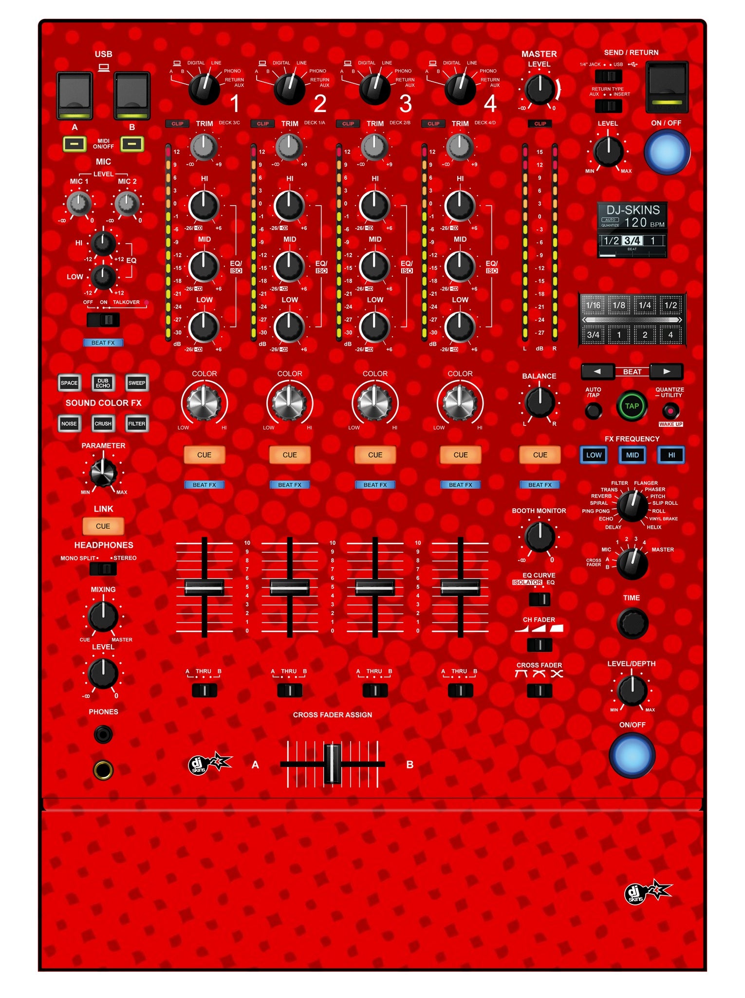 Pioneer DJ DJM 900 NEXUS 2 Skin Gradienter Red