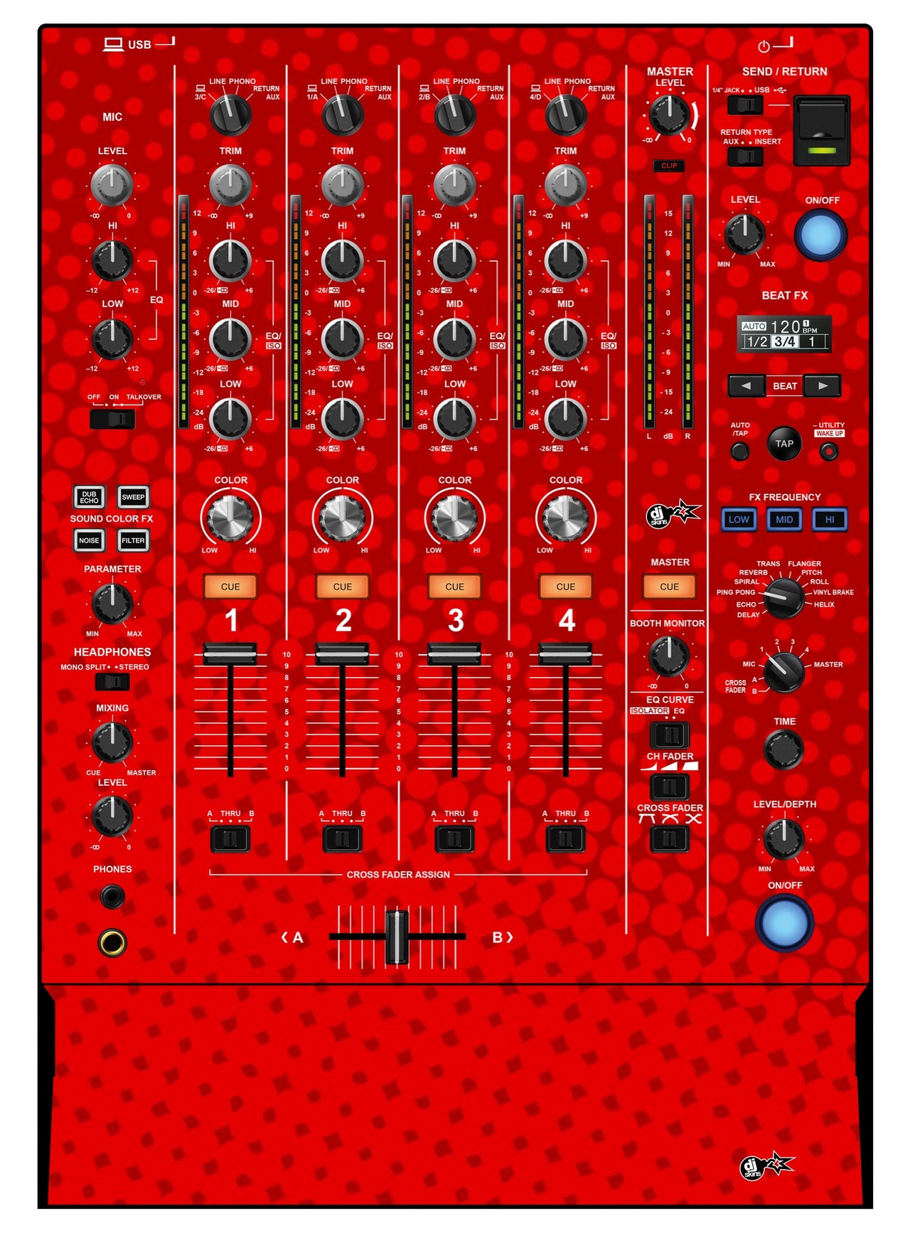 Pioneer DJ DJM 750 MK2 Skin Gradienter Red