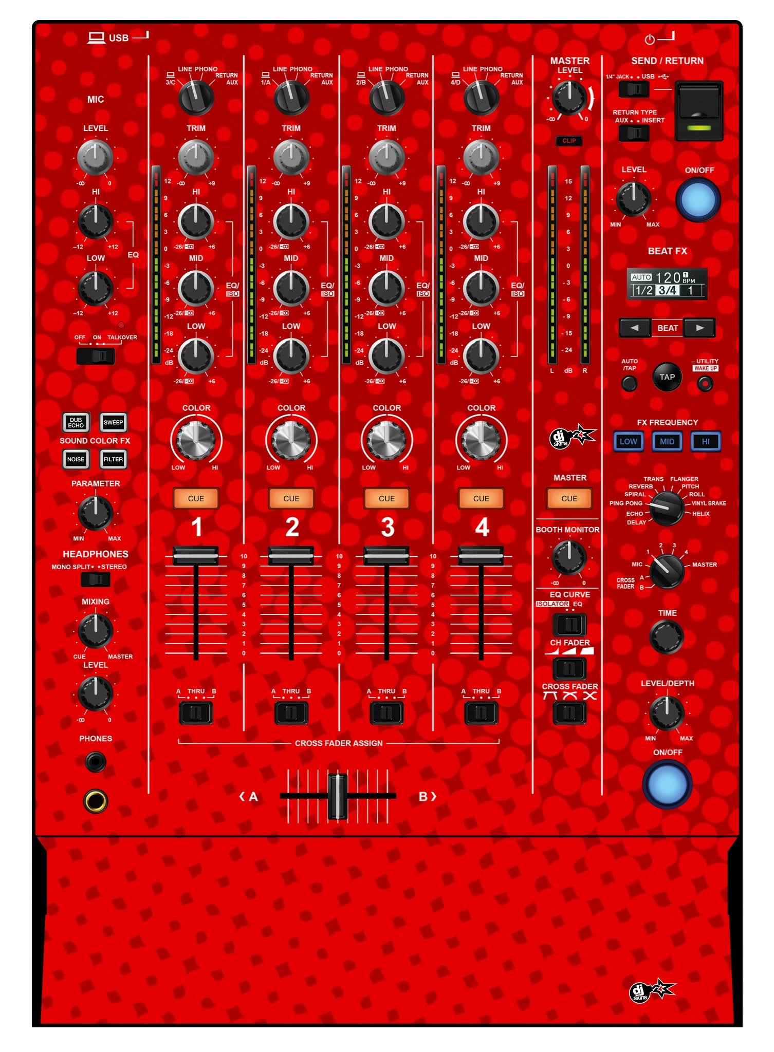 Pioneer DJ DJM 750 MK2 Skin Gradienter Red