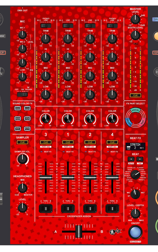 Pioneer DJ DDJ FLX10 MIXER Skin Gradienter Red