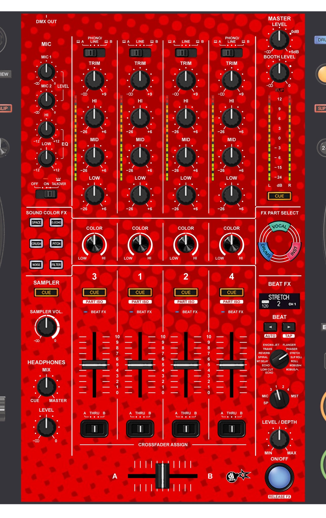 Pioneer DJ DDJ FLX10 MIXER Skin Gradienter Red