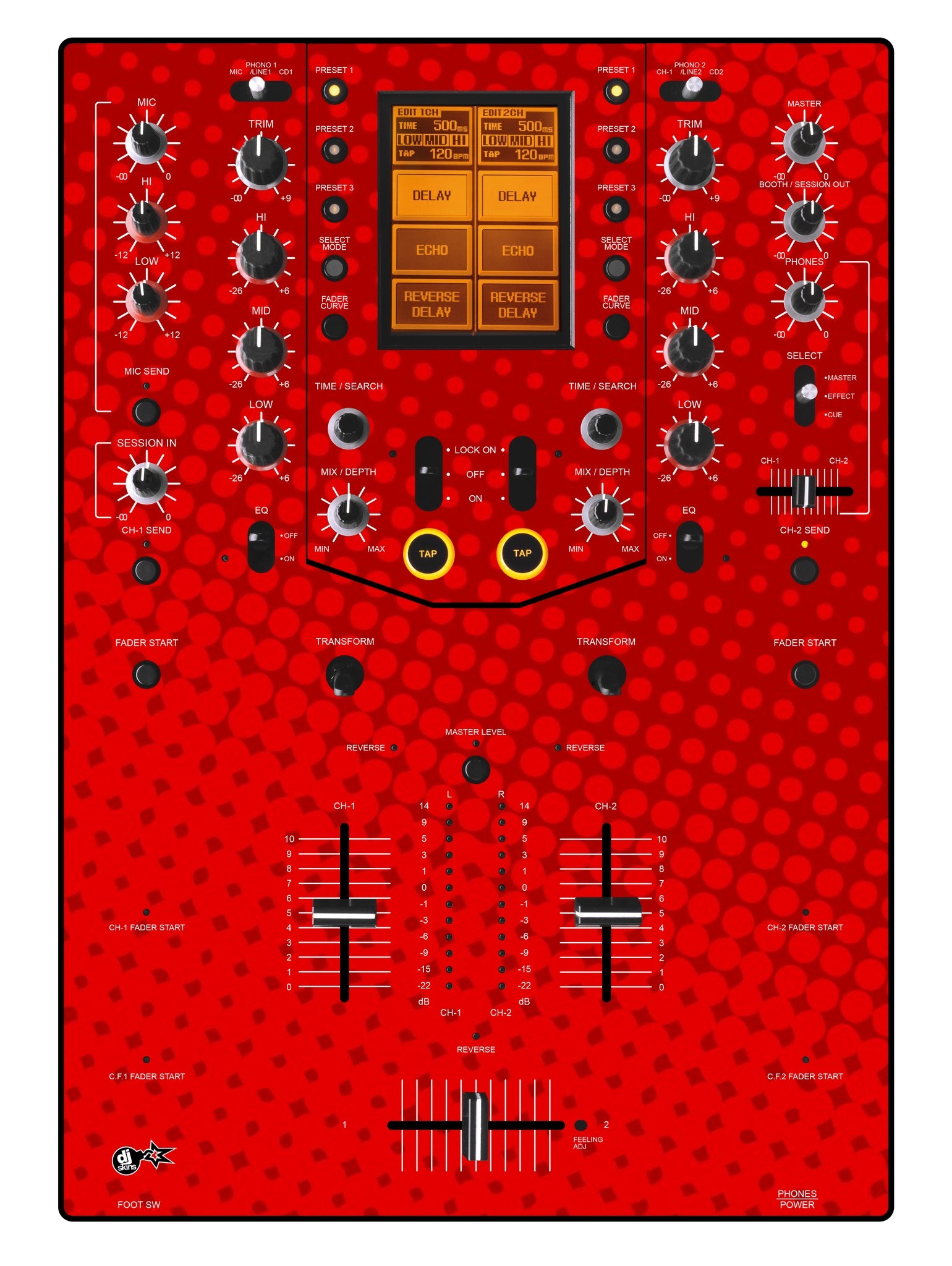 Pioneer DJ DJM 909 Skin Gradienter Red