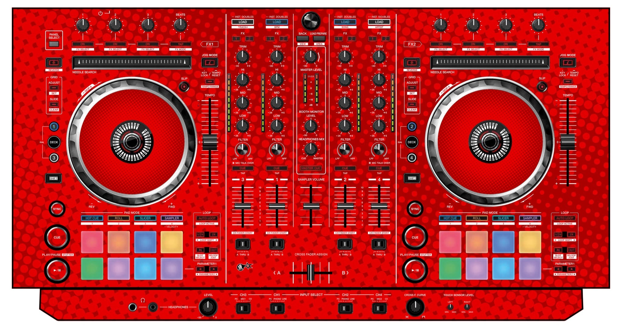 Pioneer DJ DDJ SX Skin Gradienter Red