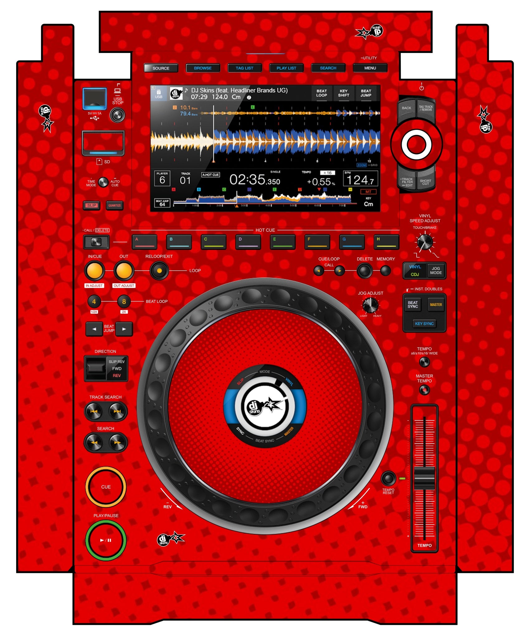 Pioneer DJ CDJ 3000 incl. SIDES Skin Gradienter Red