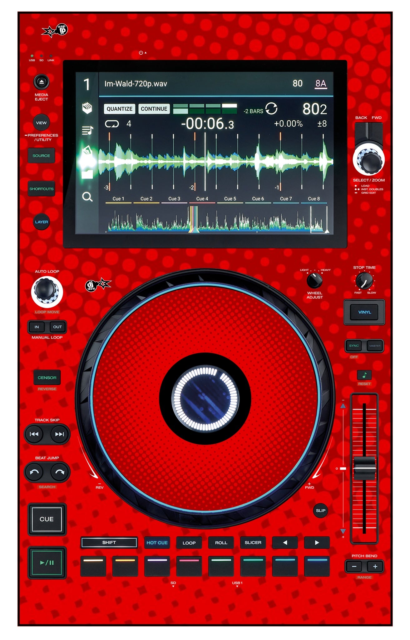 Denon DJ SC 6000 Skin Gradienter Red