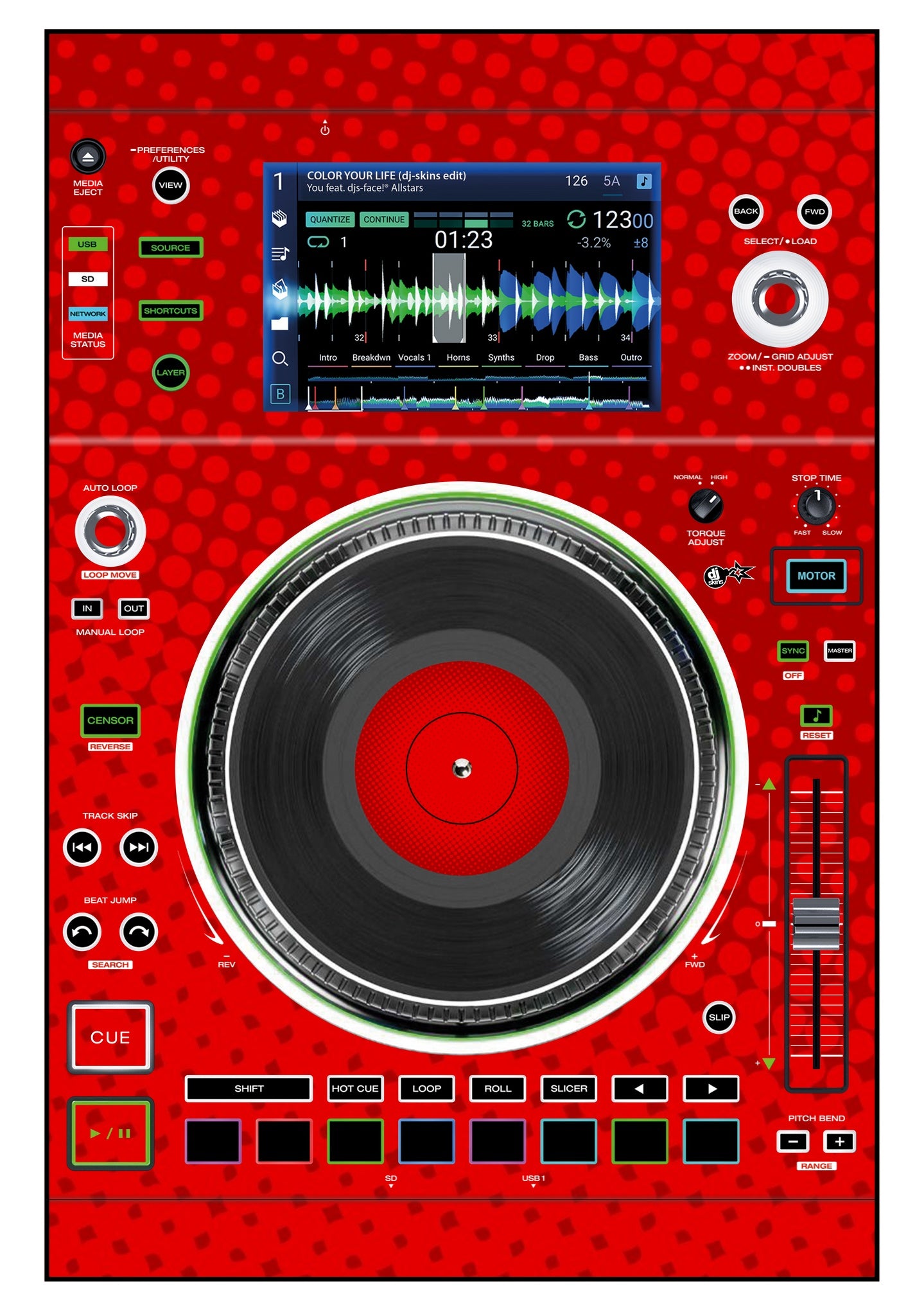 Denon DJ SC 5000 M Skin Gradienter Red