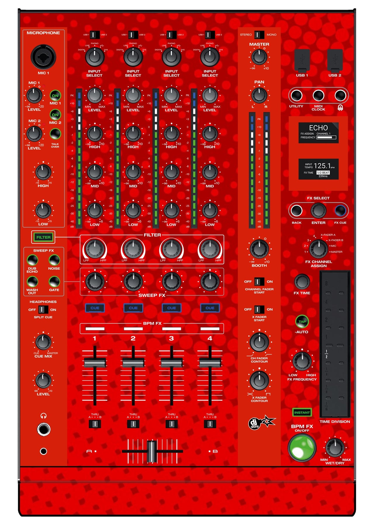 Denon DJ X 1800 Skin Gradienter Red