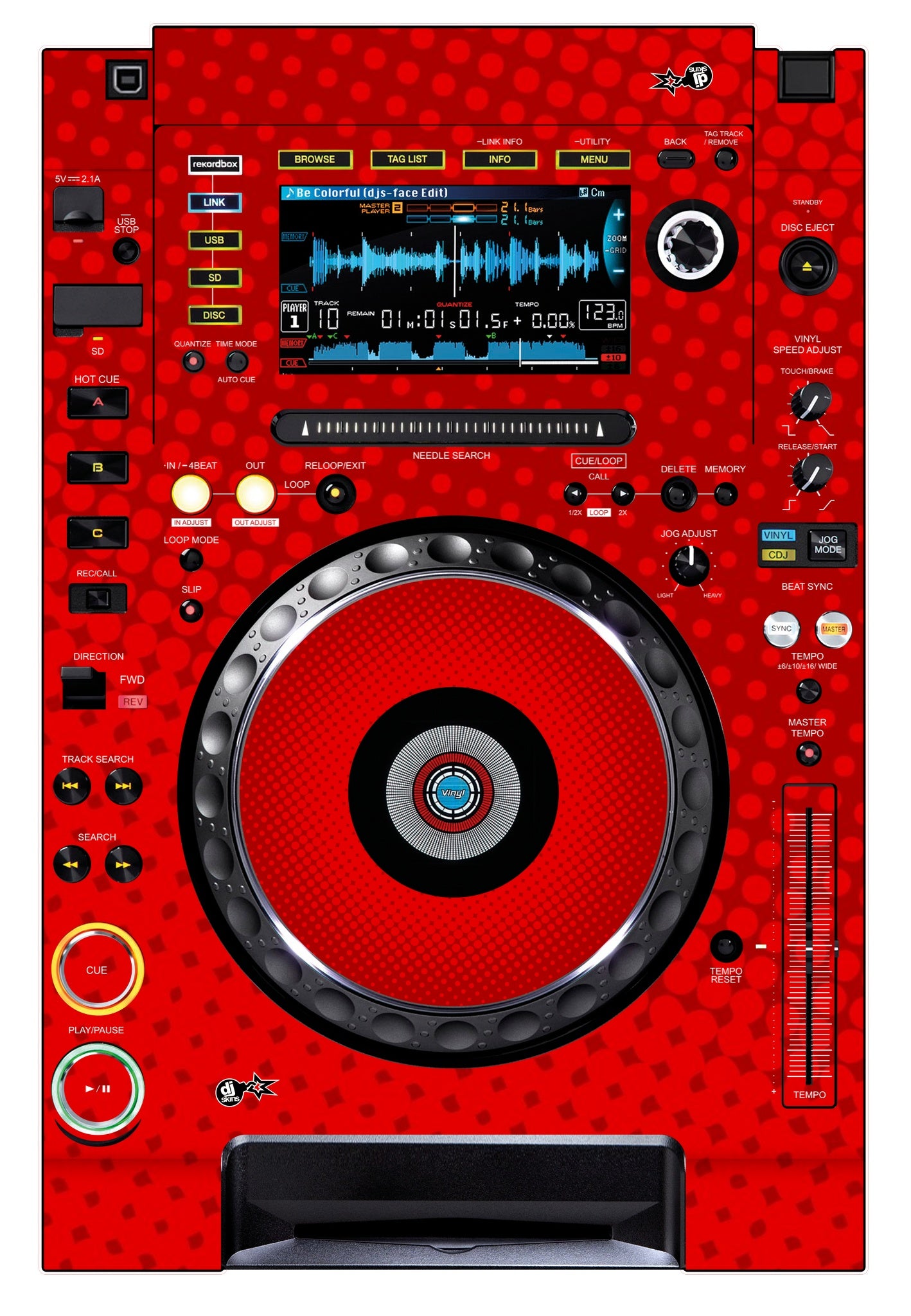 Pioneer DJ CDJ 2000 NEXUS Skin Gradienter Red