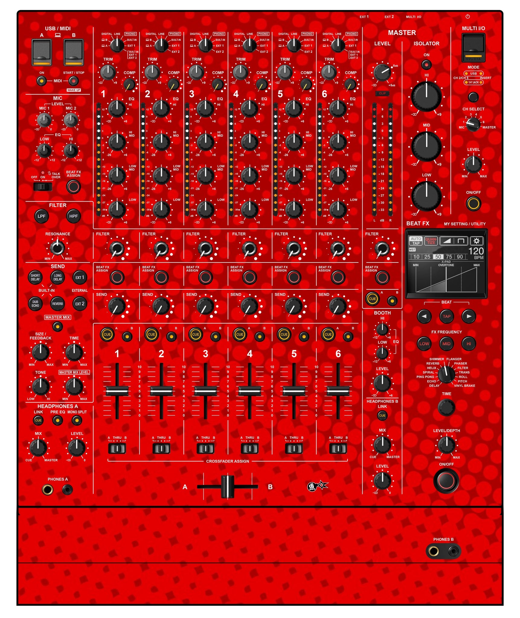 Pioneer DJ DJM V10 Skin Gradienter Red