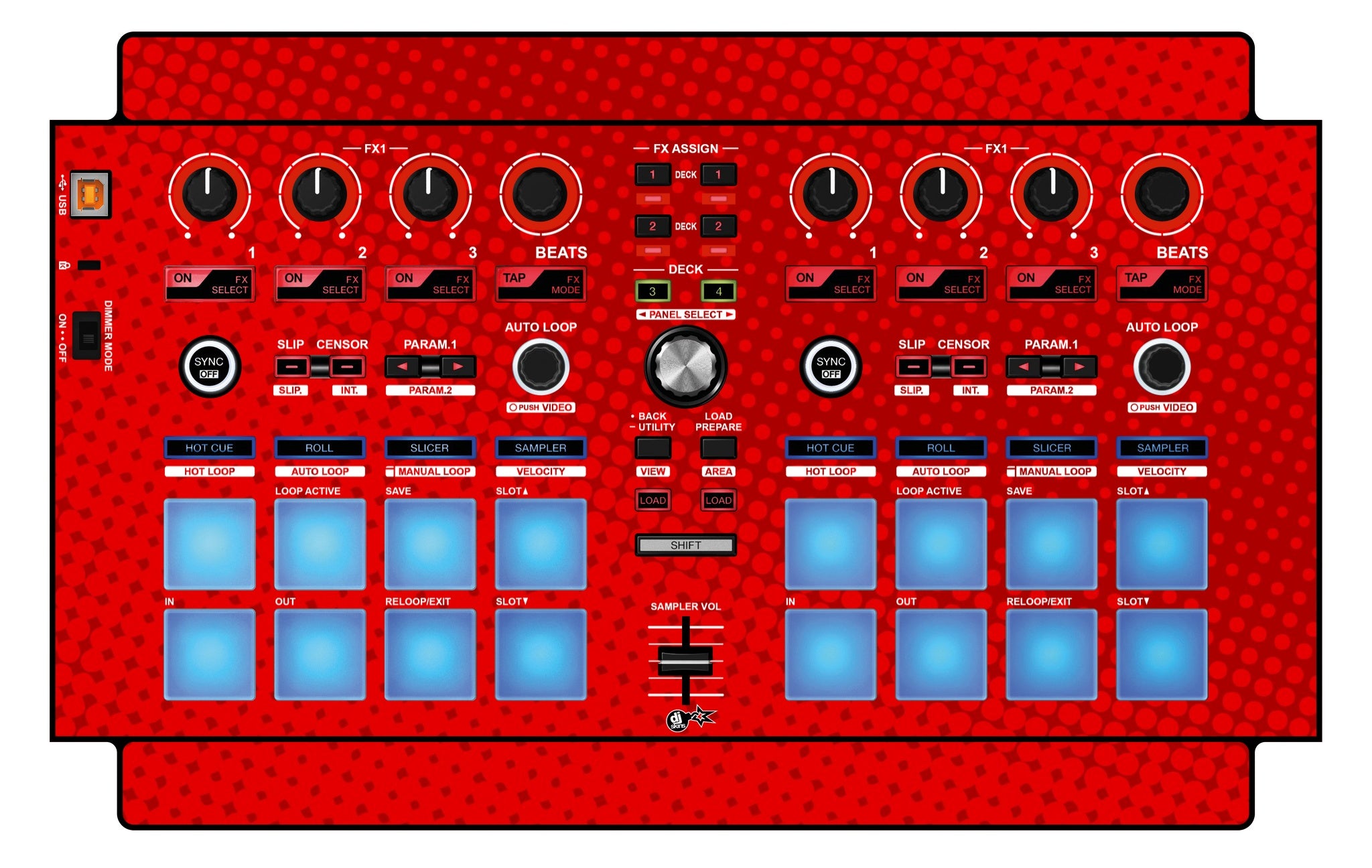 Pioneer DJ DDJ SP 1 Skin Gradienter Red