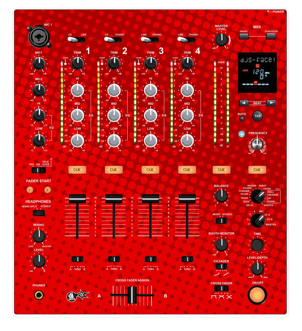 Pioneer DJ DJM 700 Skin Gradienter Red
