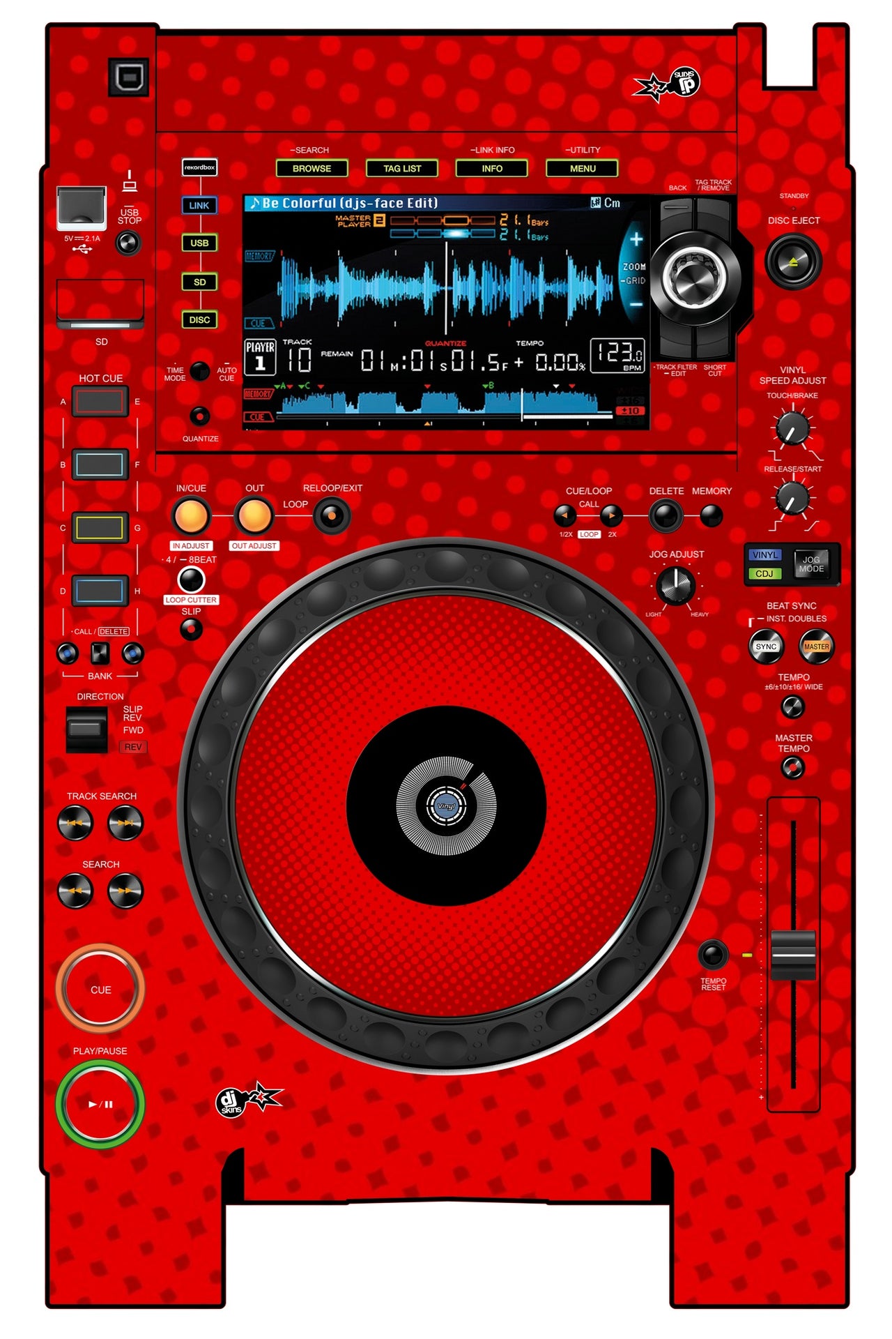 Pioneer DJ CDJ 2000 NEXUS 2 Skin Gradienter Red