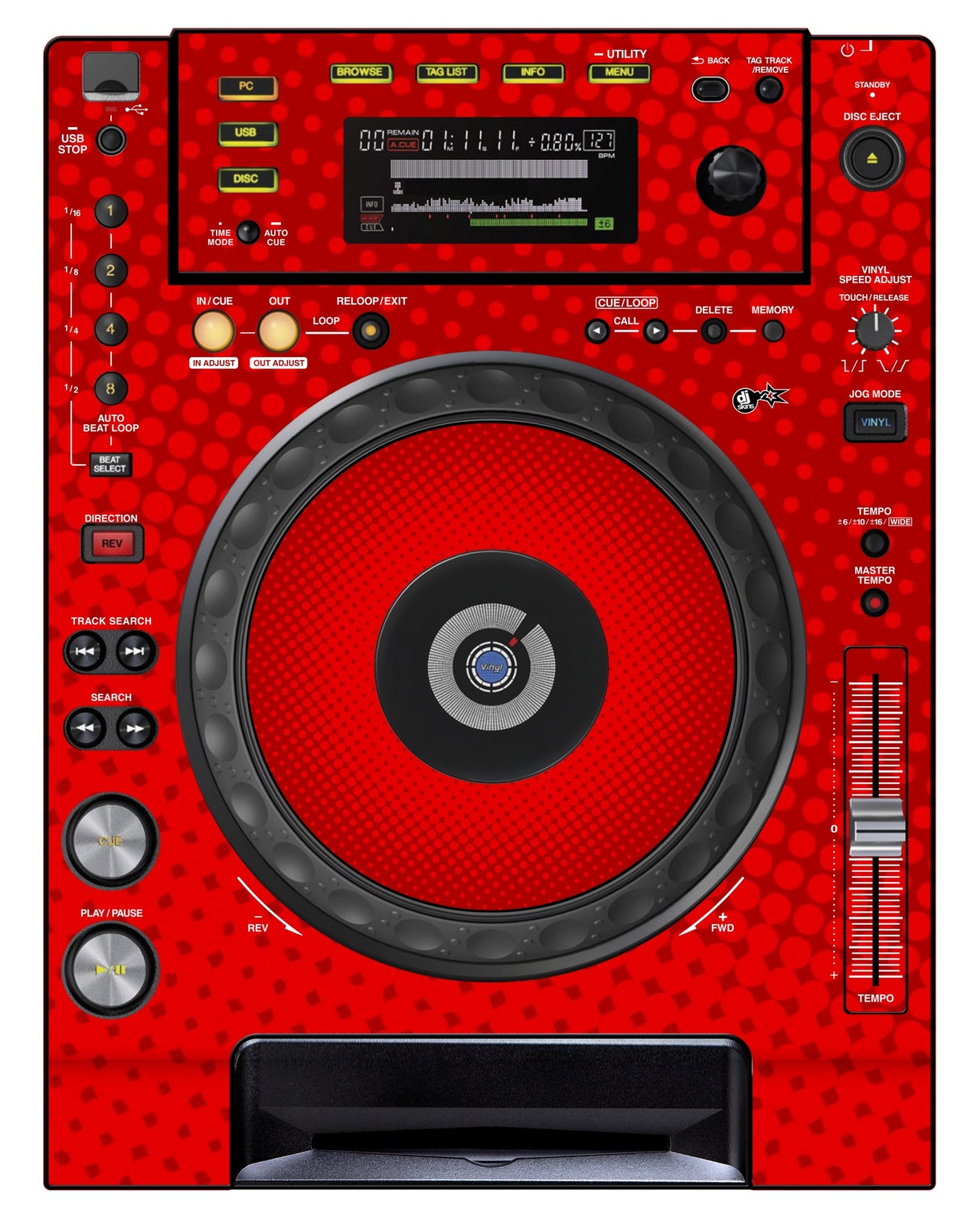 Pioneer DJ CDJ 850 Skin Gradienter Red