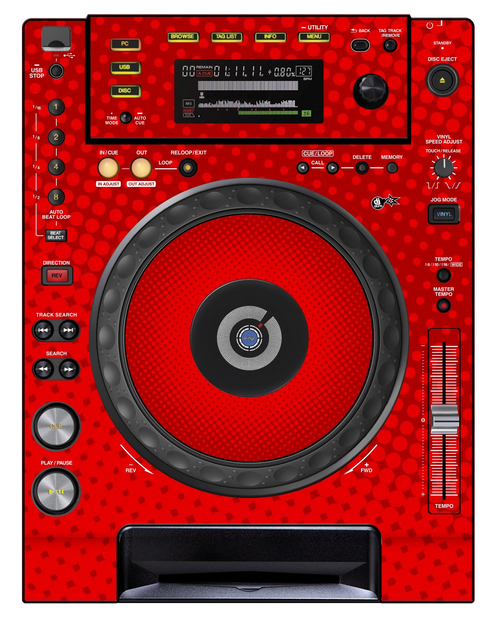 DJ Skins® Pioneer DJ CDJ 850 Skin Gradienter Red